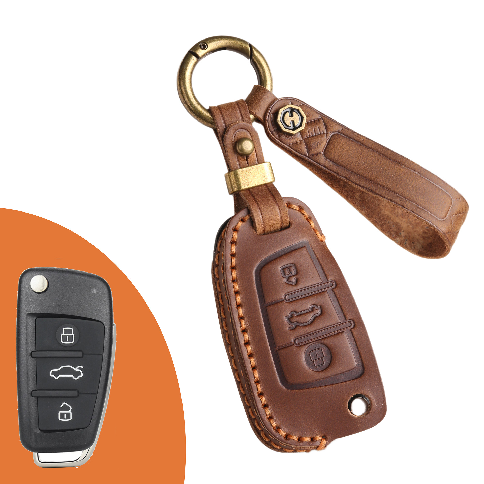 Key Fob Cover For Audi A3,Crazy Horse Leather