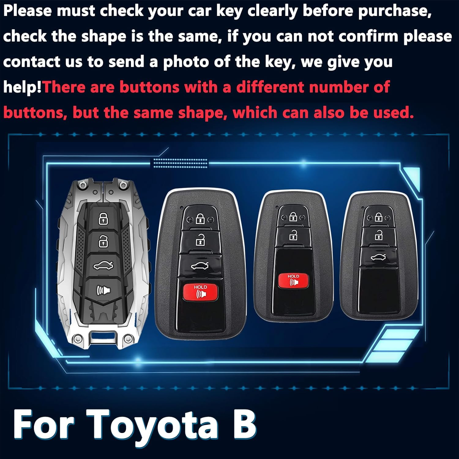 Key Fob Cover For Toyota RAV4,Metal-Mecha