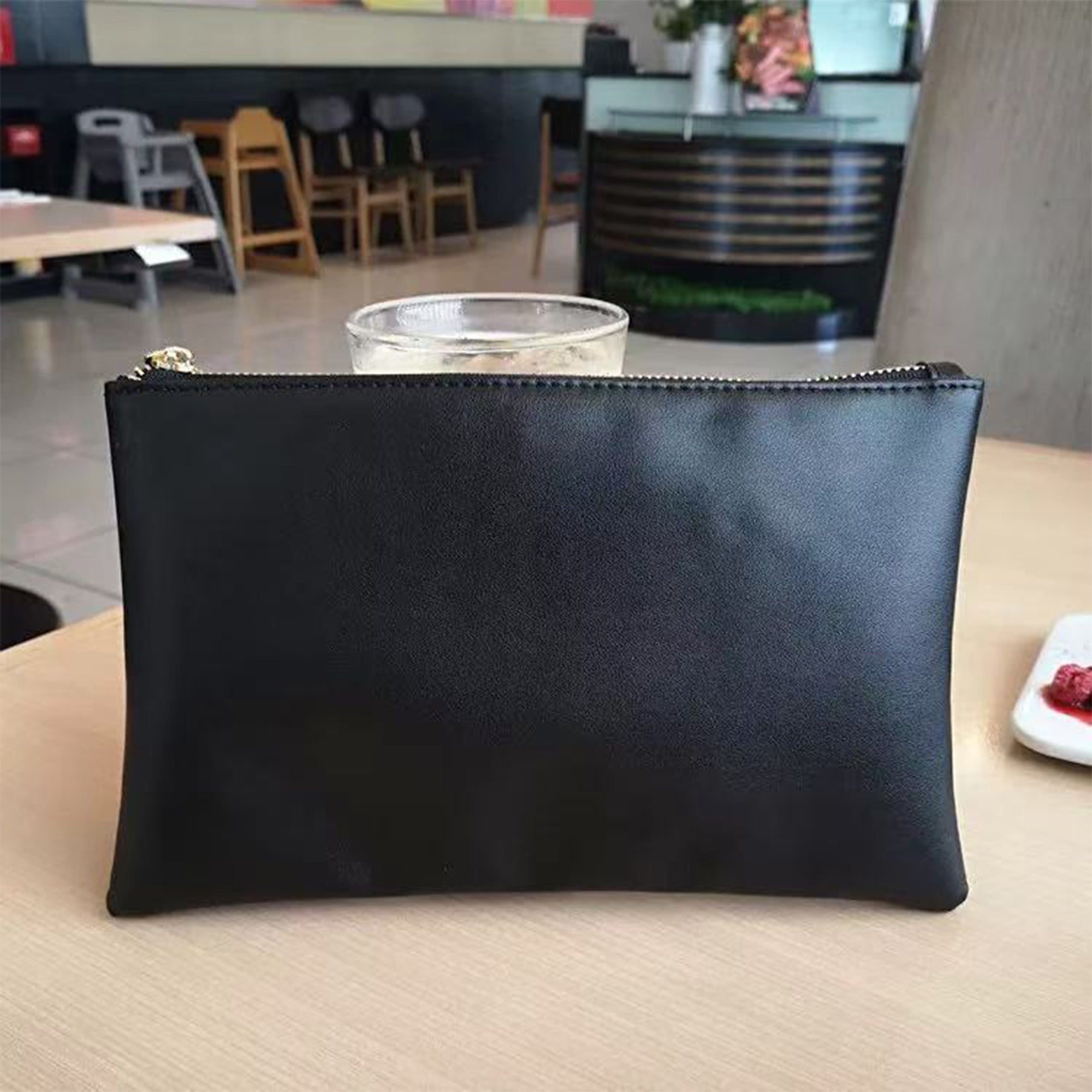CRUXCA Leather Small Handbag for Women Men,  Black Small Handheld Purse for Phone/Cards/Cash