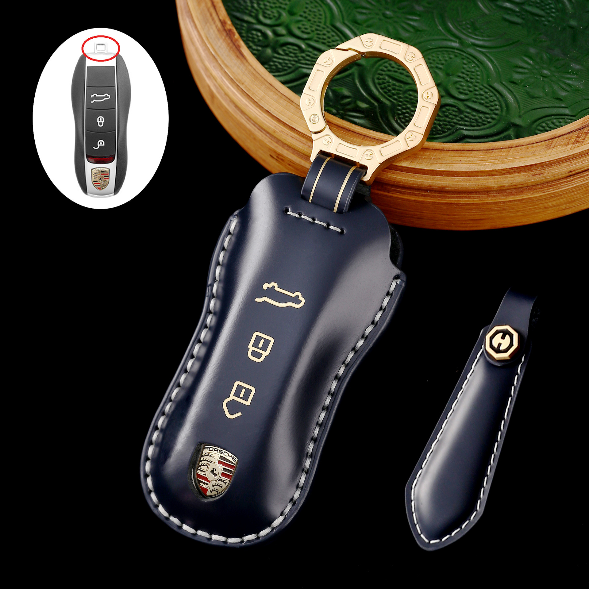 Key Fob Cover For Porsche,Cordovan Leather