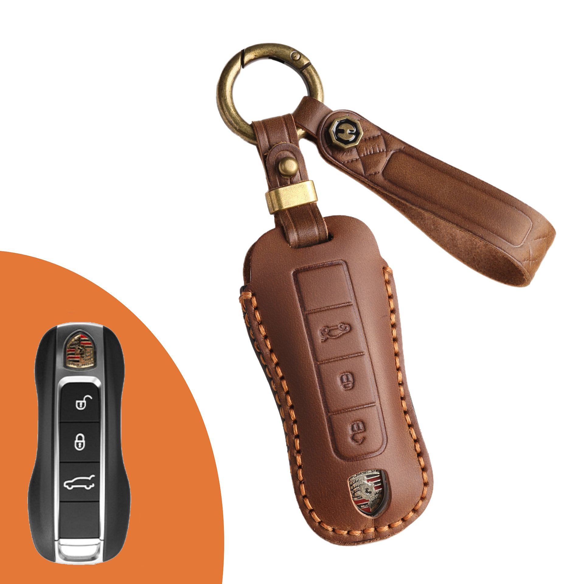 Key Fob Cover For Porsche,Crazy Horse Leather