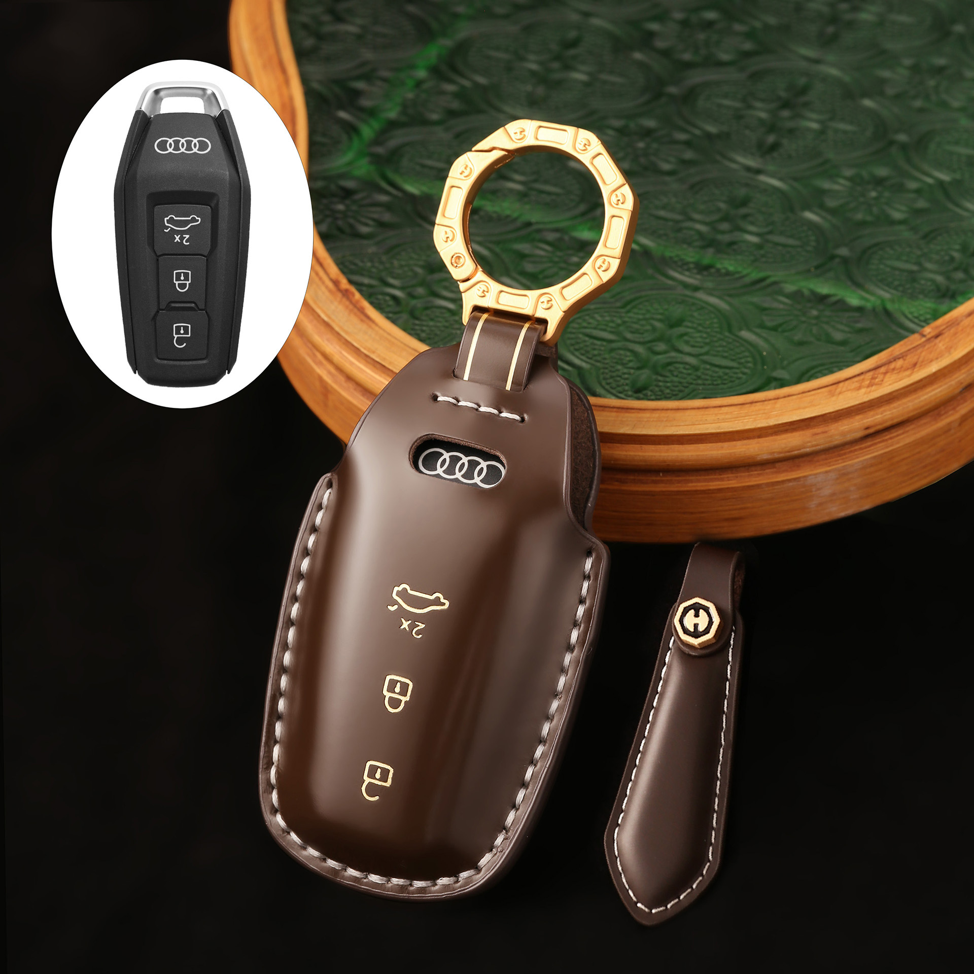 Key Fob Cover For Audi A8,Cordovan Leather