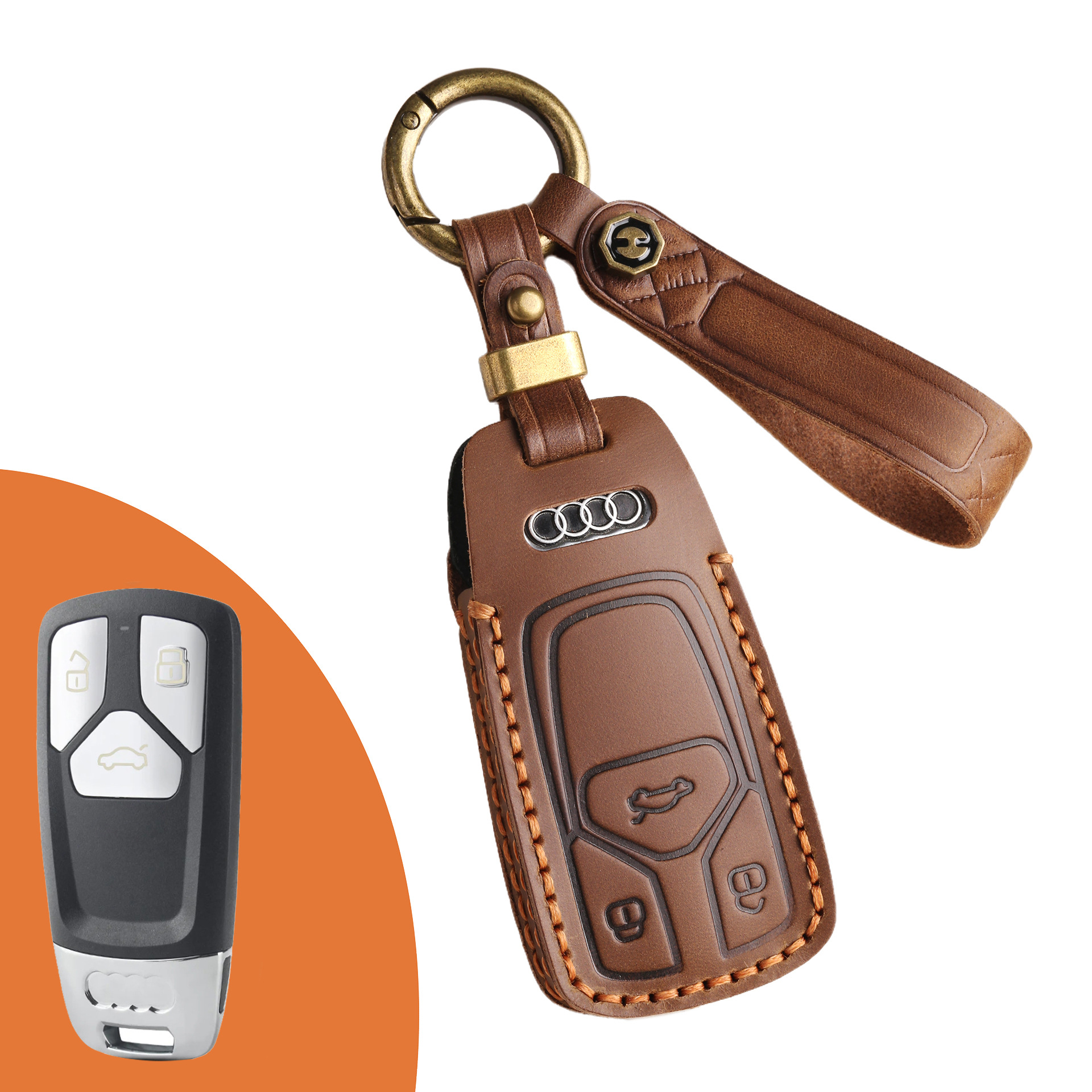 Key Fob Cover For Audi A6,Crazy Horse Leather