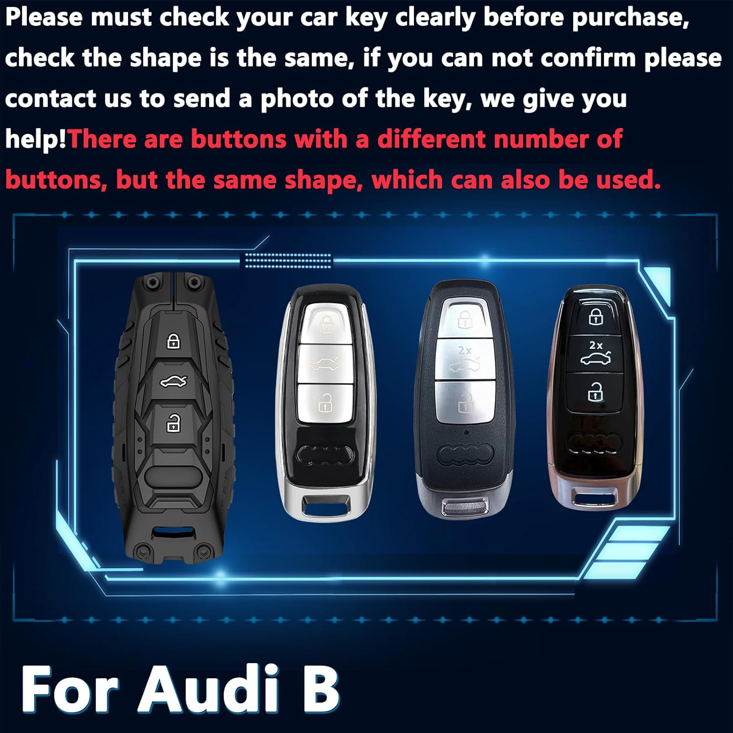 Key Fob Cover For Audi A4,Metal-Mecha