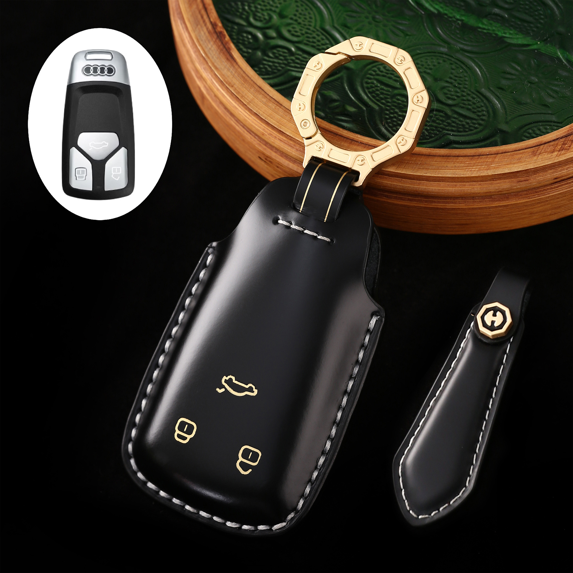 Key Fob Cover For Audi A6,Cordovan Leather