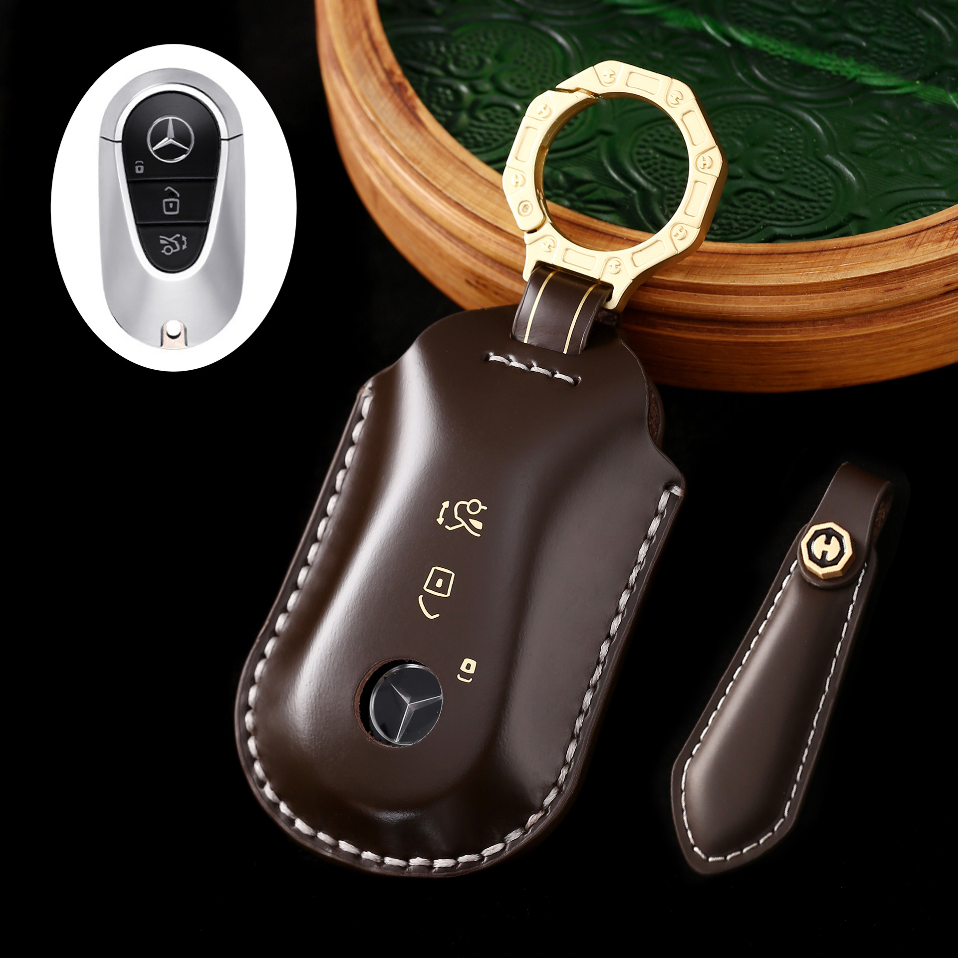 Key Fob Cover For Mercedes Benz,Cordovan Leather