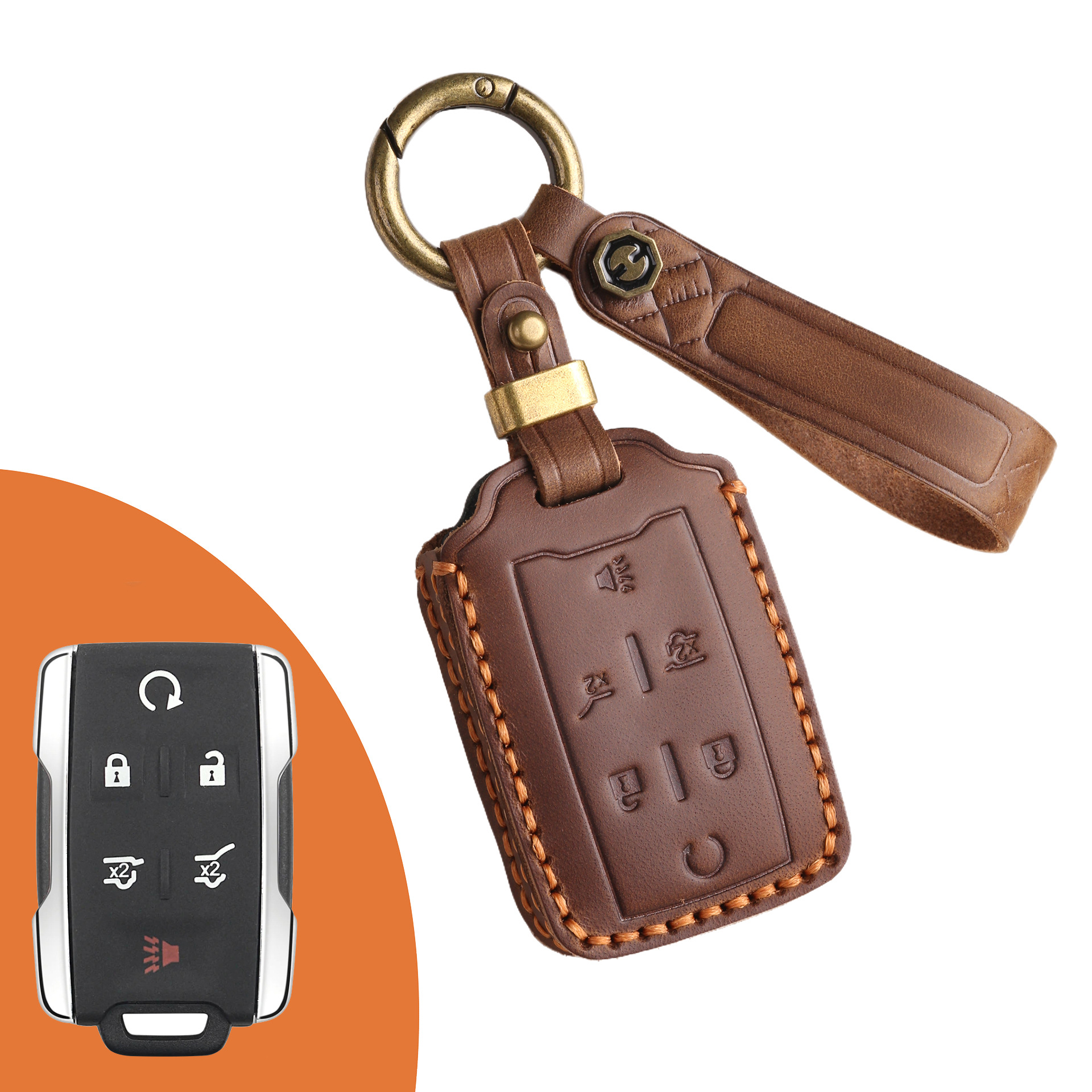 Key Fob Cover For GMC,Crazy Horse Leather