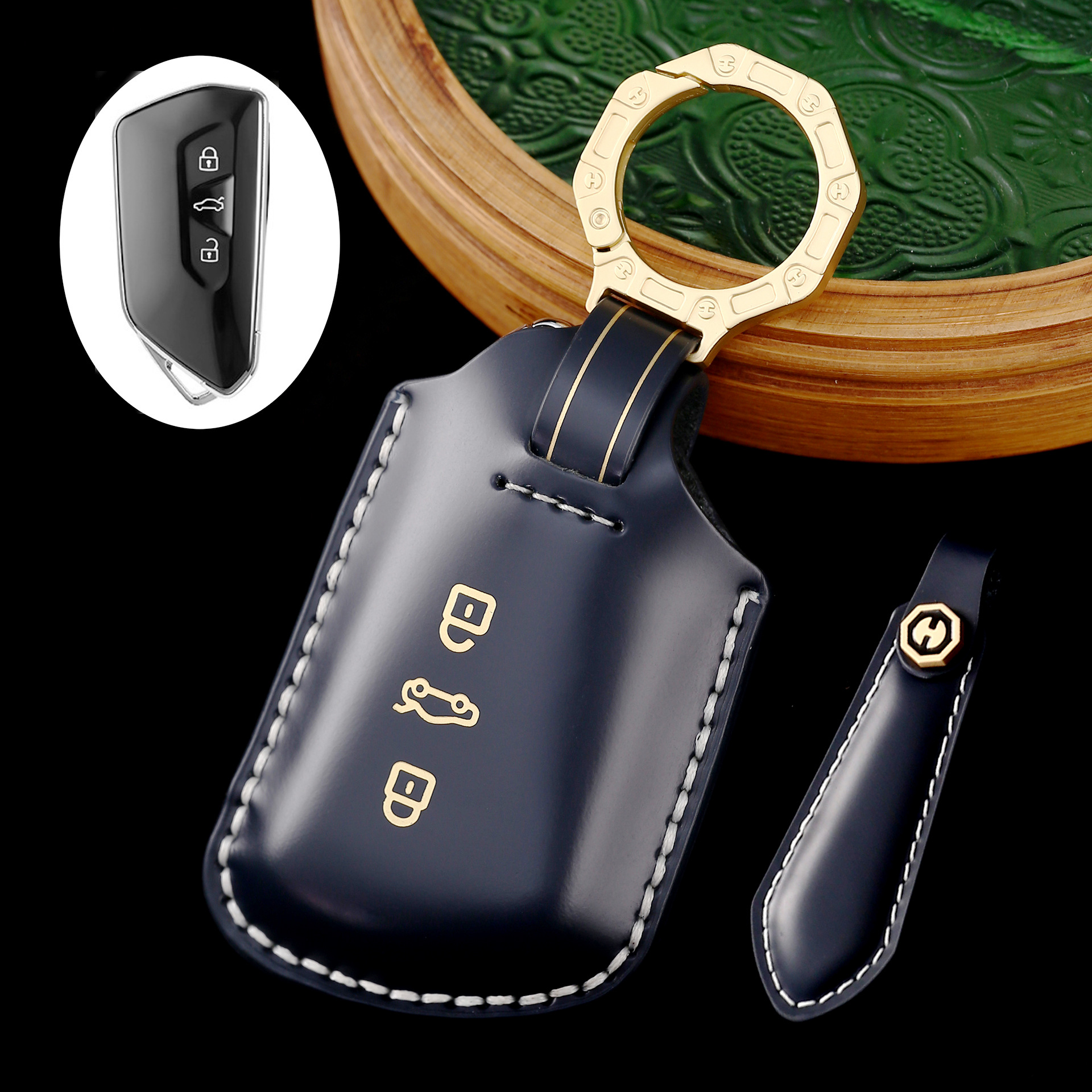 Key Fob Cover For VW ID.4,Cordovan Leather