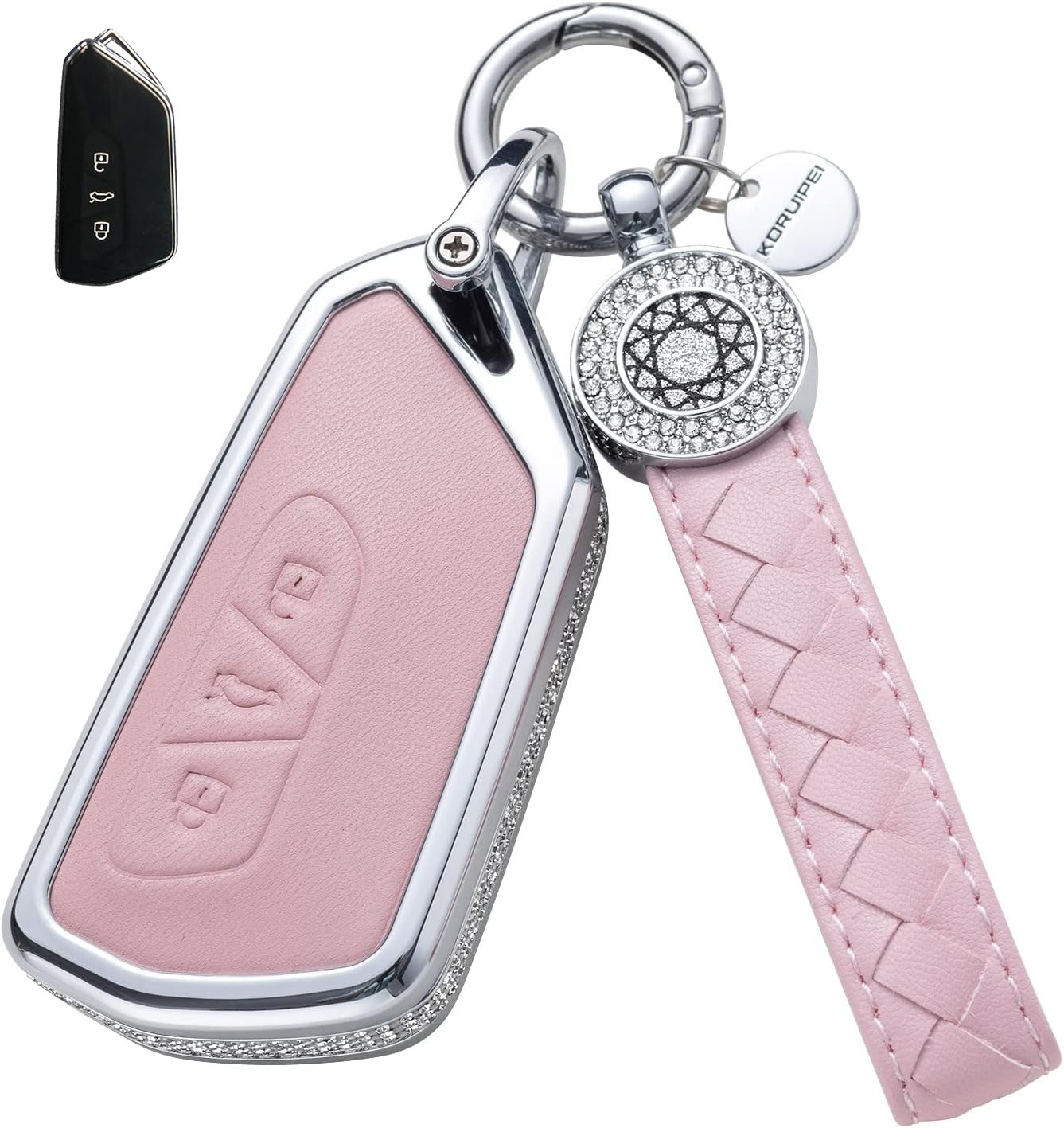 Key Fob Cover For VW Atlas Metal-Diamond, Pink