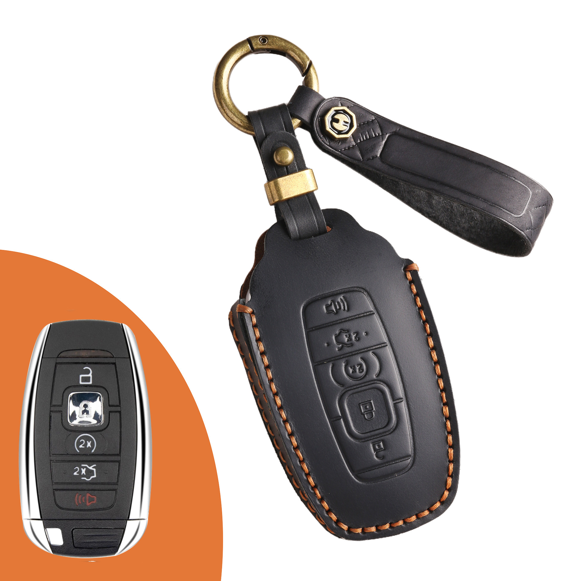 Key Fob Cover For Lincoln,Crazy Horse Leather