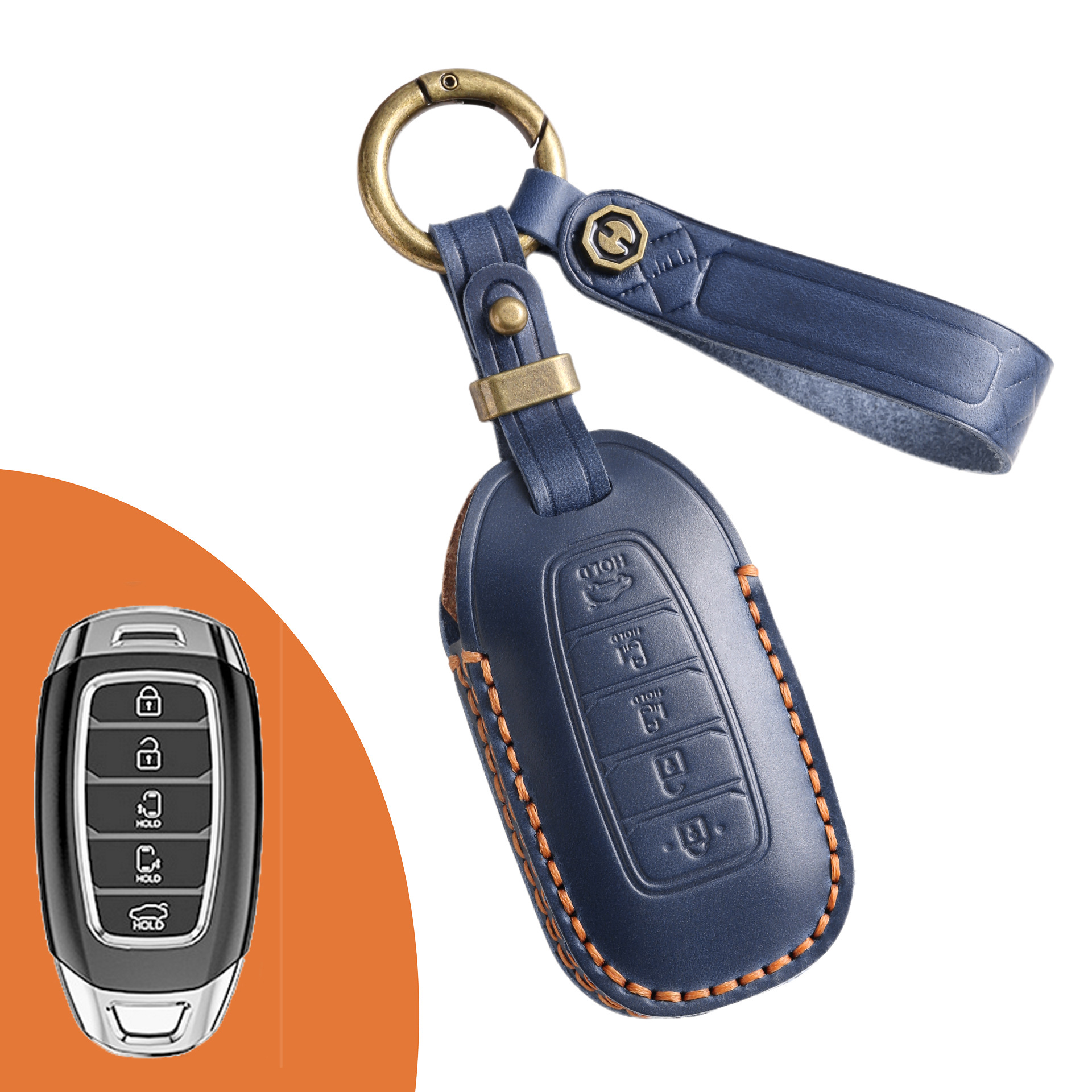 Key Fob Cover For Hyundai Elantra,Crazy Horse Leather