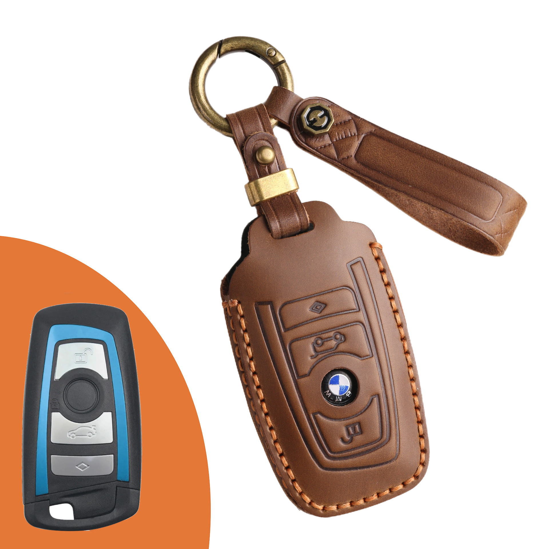 Key Fob Cover For BMW,Crazy Horse Leather
