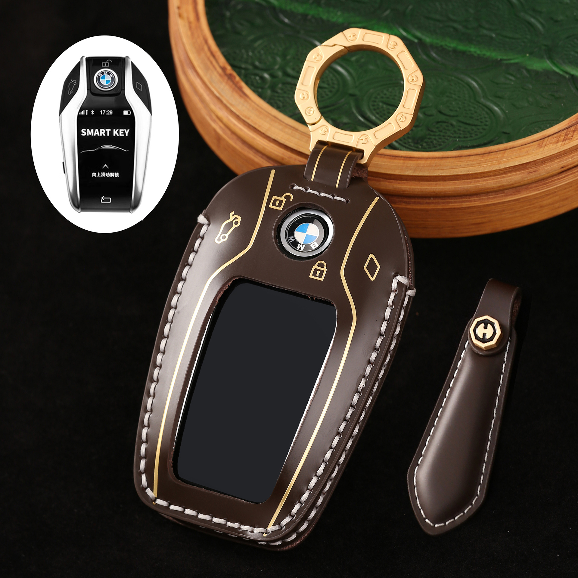 Key Fob Cover For BMW i8,Cordovan Leather