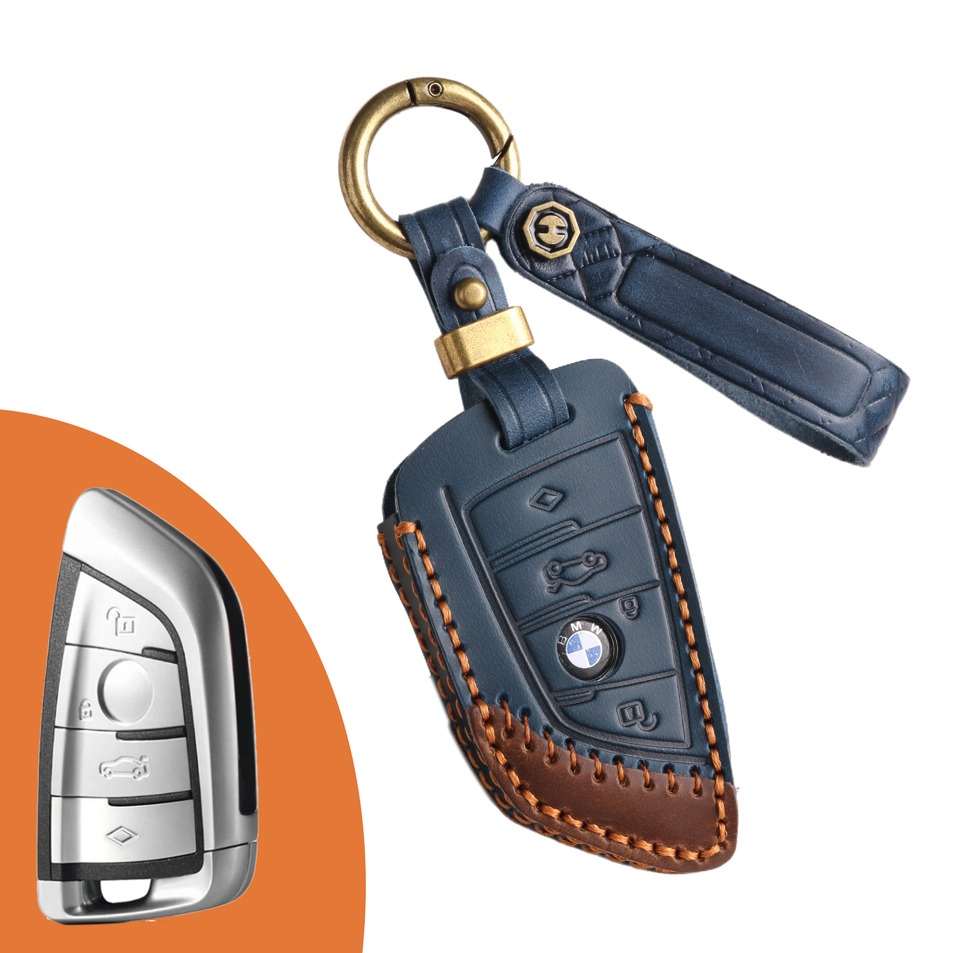 Key Fob Cover For BMW 3,Crazy Horse Leather