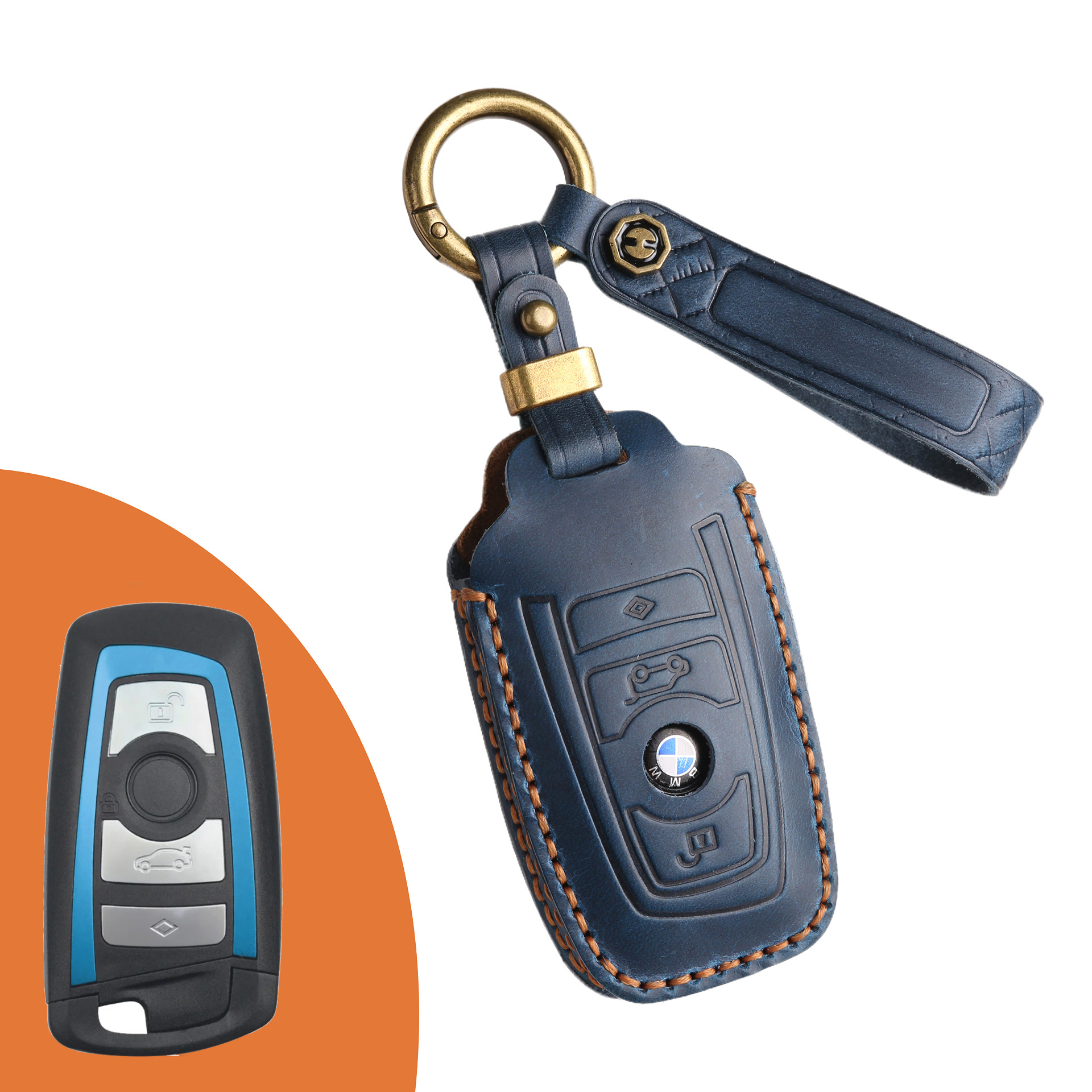 Key Fob Cover For BMW,Crazy Horse Leather