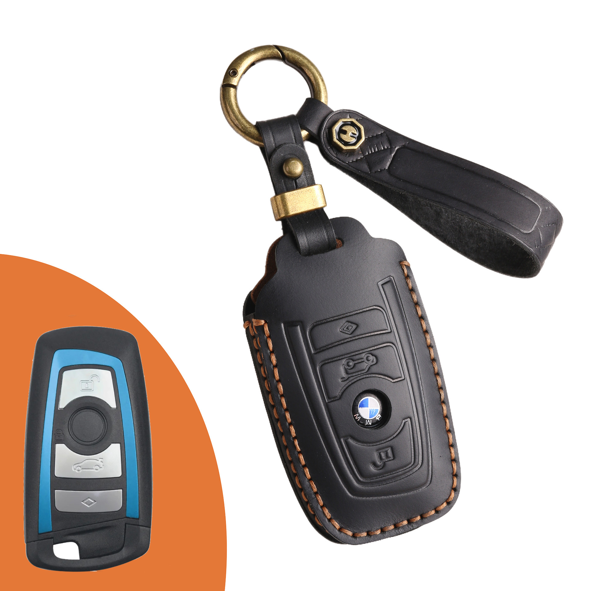 Key Fob Cover For BMW,Crazy Horse Leather