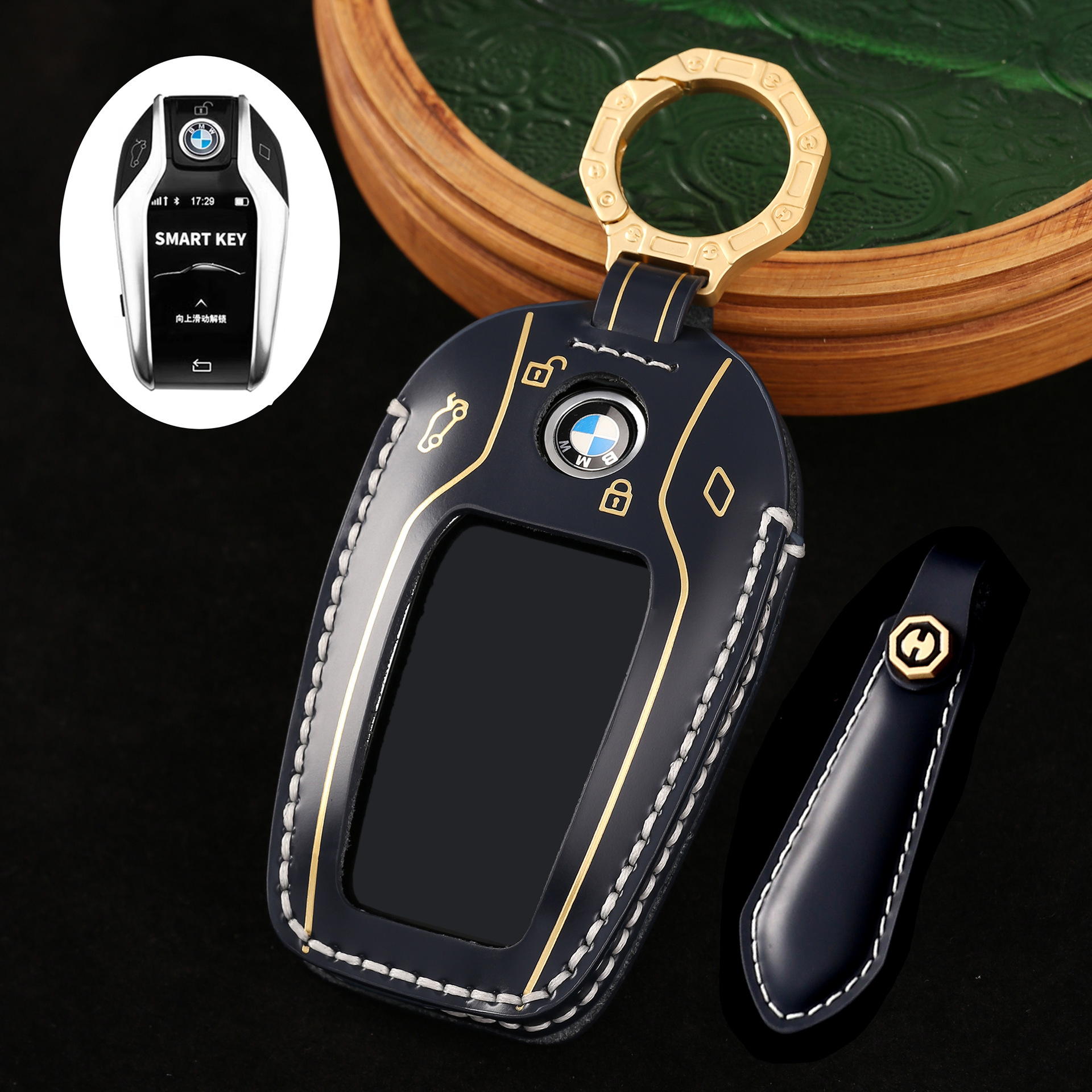 Key Fob Cover For BMW i8,Cordovan Leather