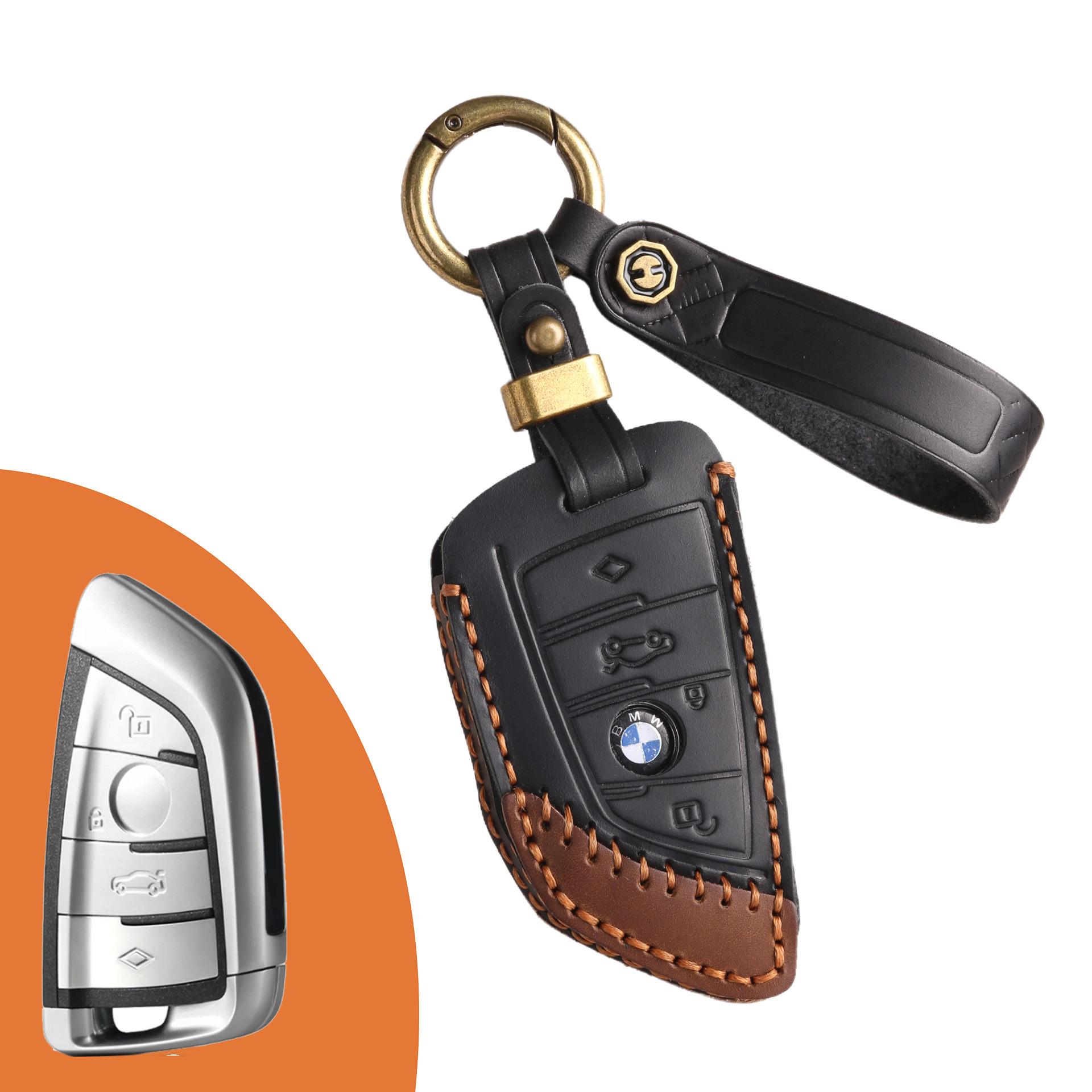 Key Fob Cover For BMW 3,Crazy Horse Leather