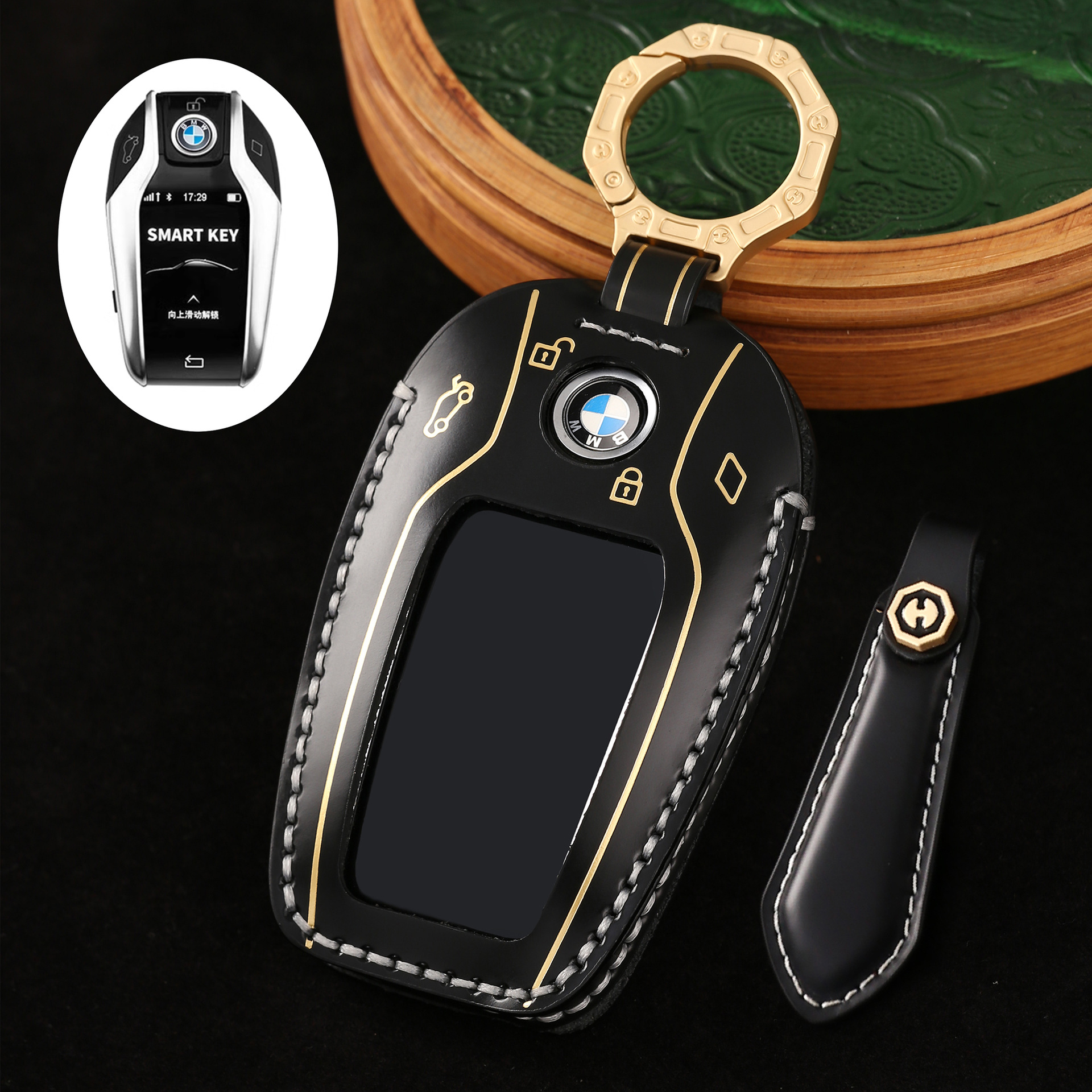 Key Fob Cover For BMW i8,Cordovan Leather