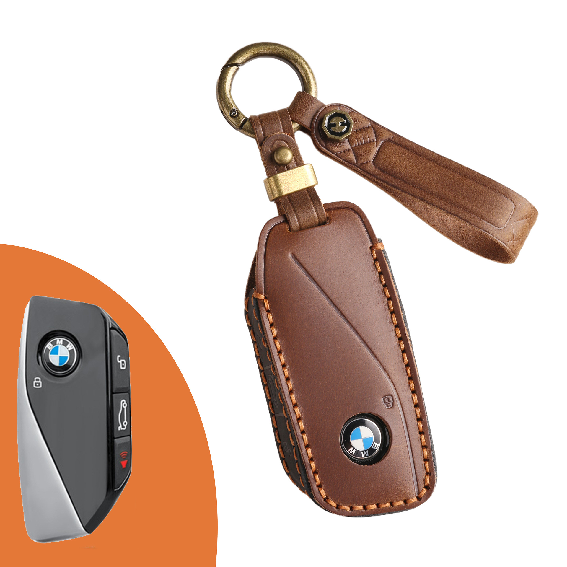 Key Fob Cover For BMW 7,Crazy Horse Leather