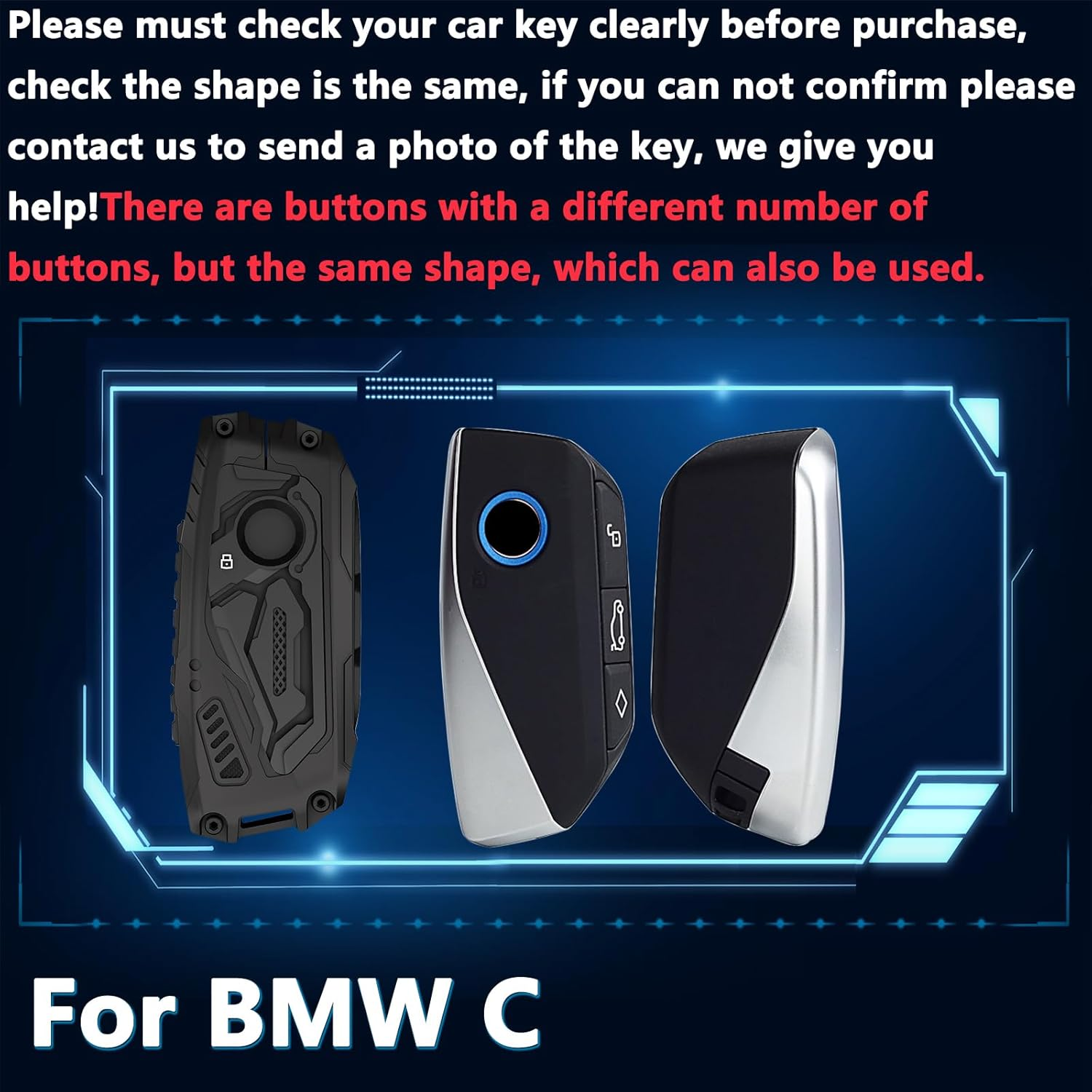 Key Fob Cover For BMW 5,Metal-Mecha