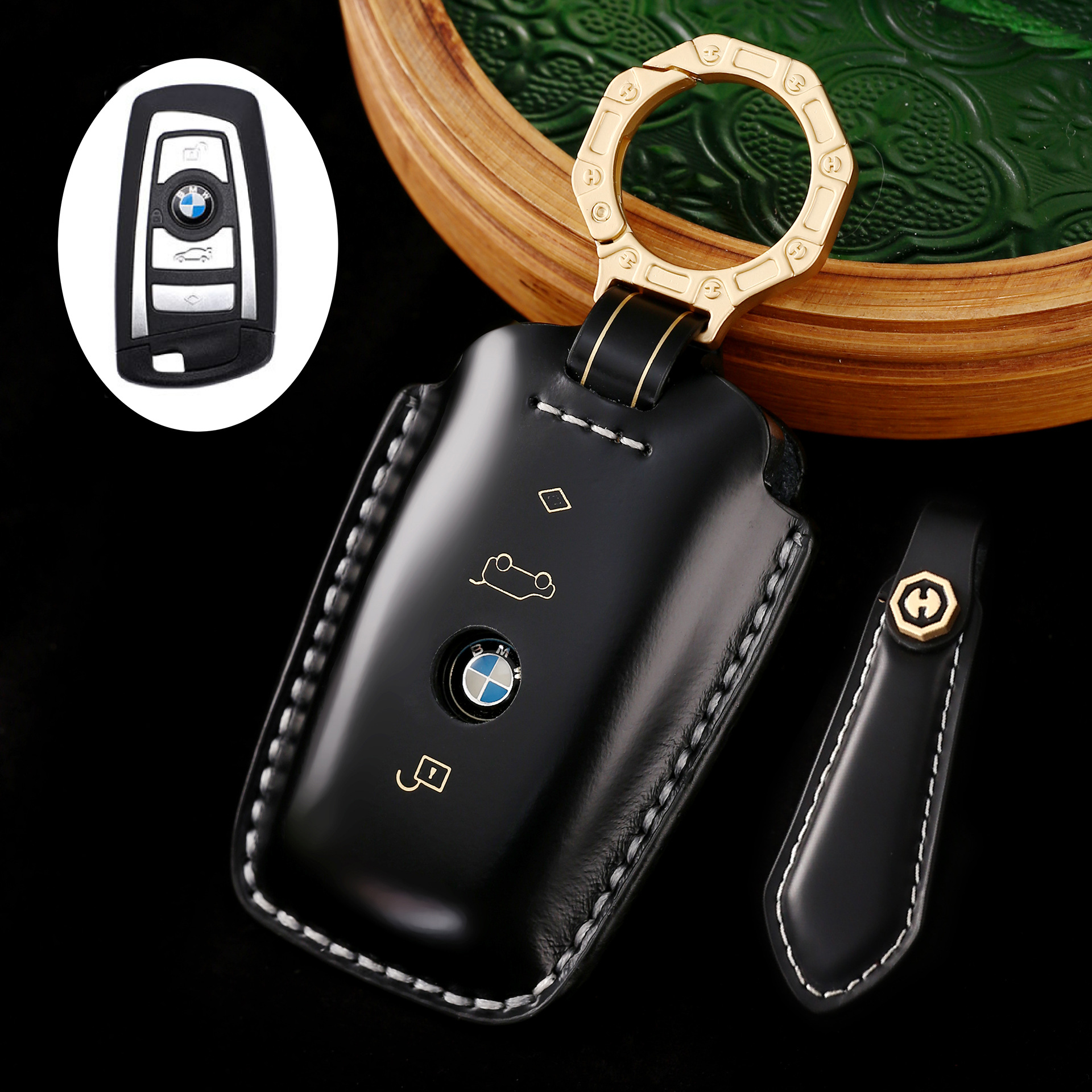 Key Fob Cover For BMW,Cordovan Leather