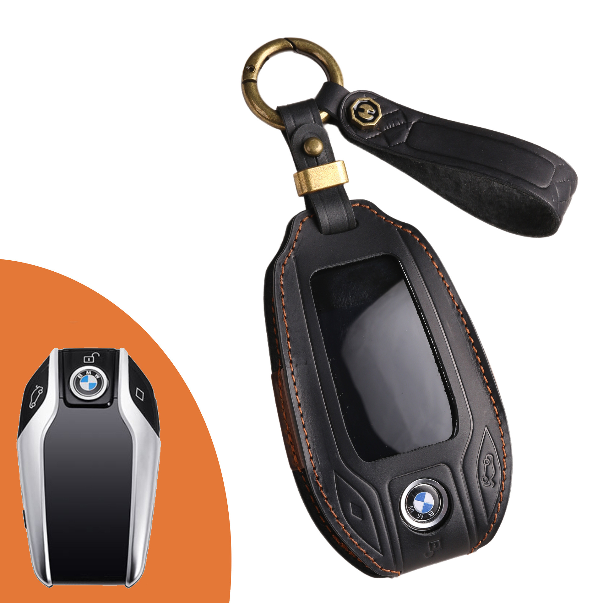 Key Fob Cover For BMW I8,Crazy Horse Leather