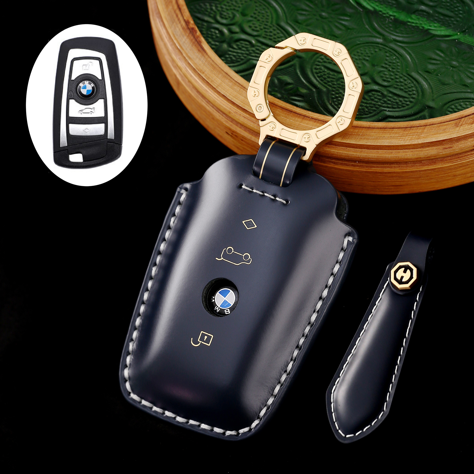 Key Fob Cover For BMW,Cordovan Leather