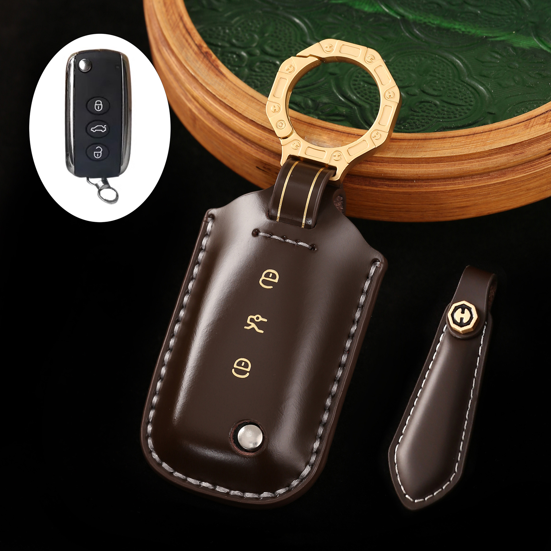 Key Fob Cover For Bentley,Cordovan Leather