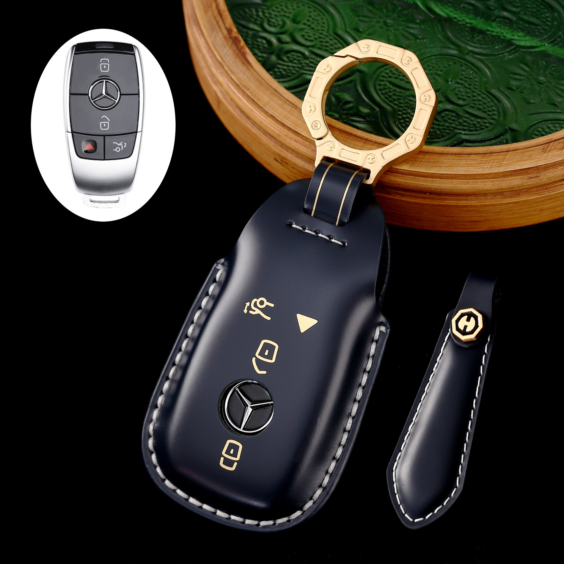 Key Fob Cover For Benz,Cordovan Leather