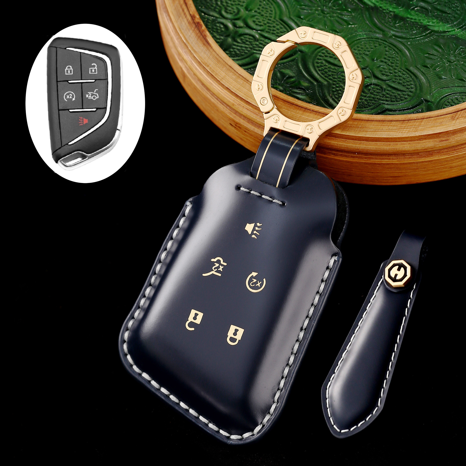 Key Fob Cover For Cadillac,Cordovan Leather