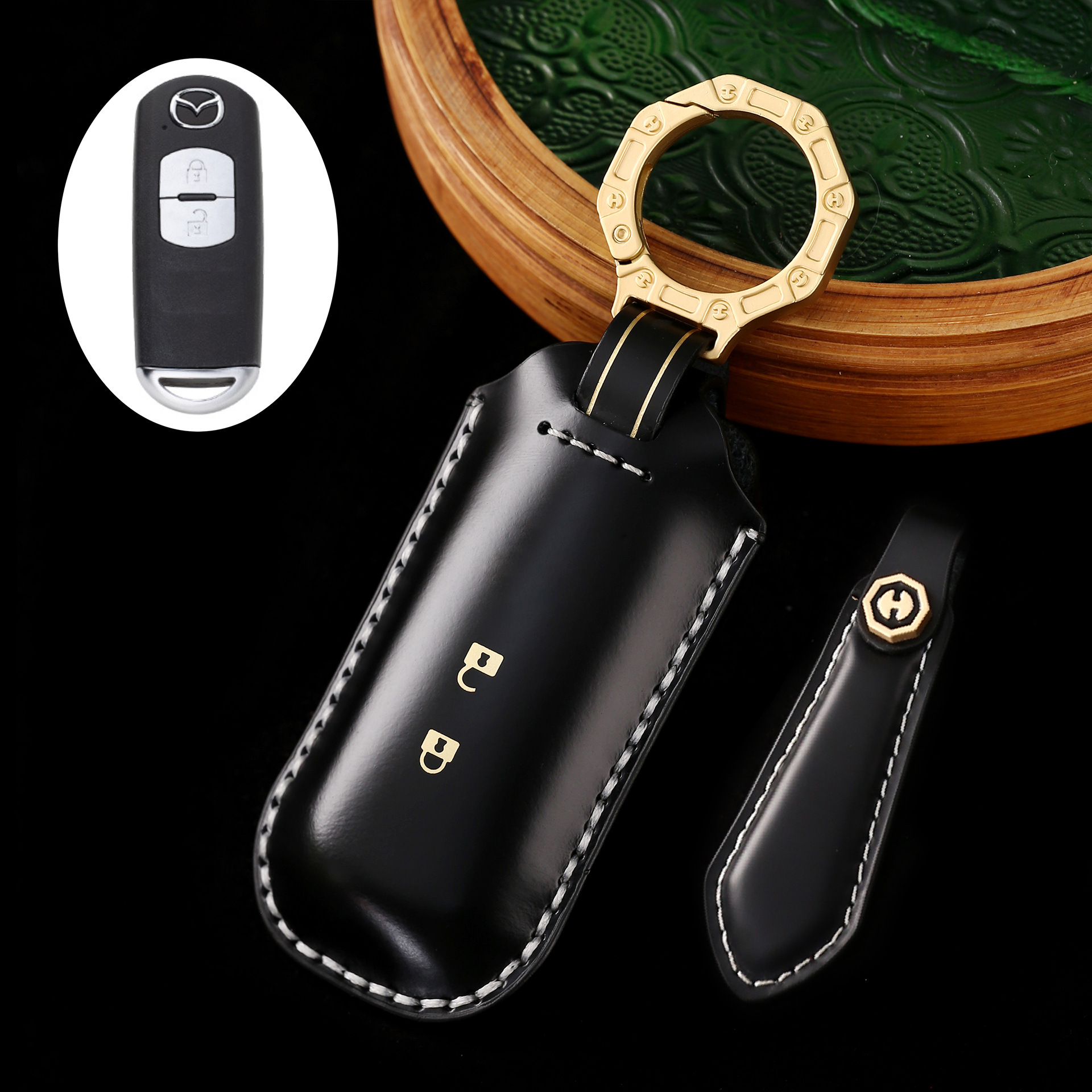 Key Fob Cover For Mazda,Cordovan Leather