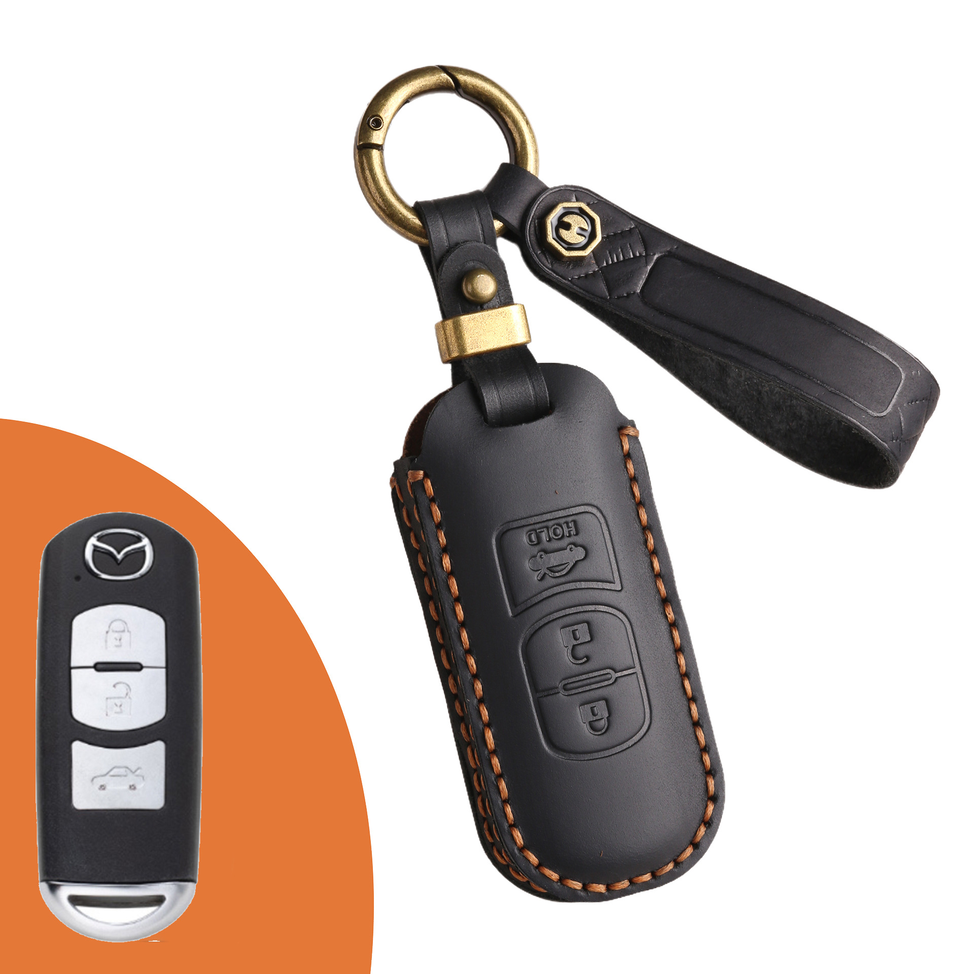 Key Fob Cover For Mazda,Crazy Horse Leather