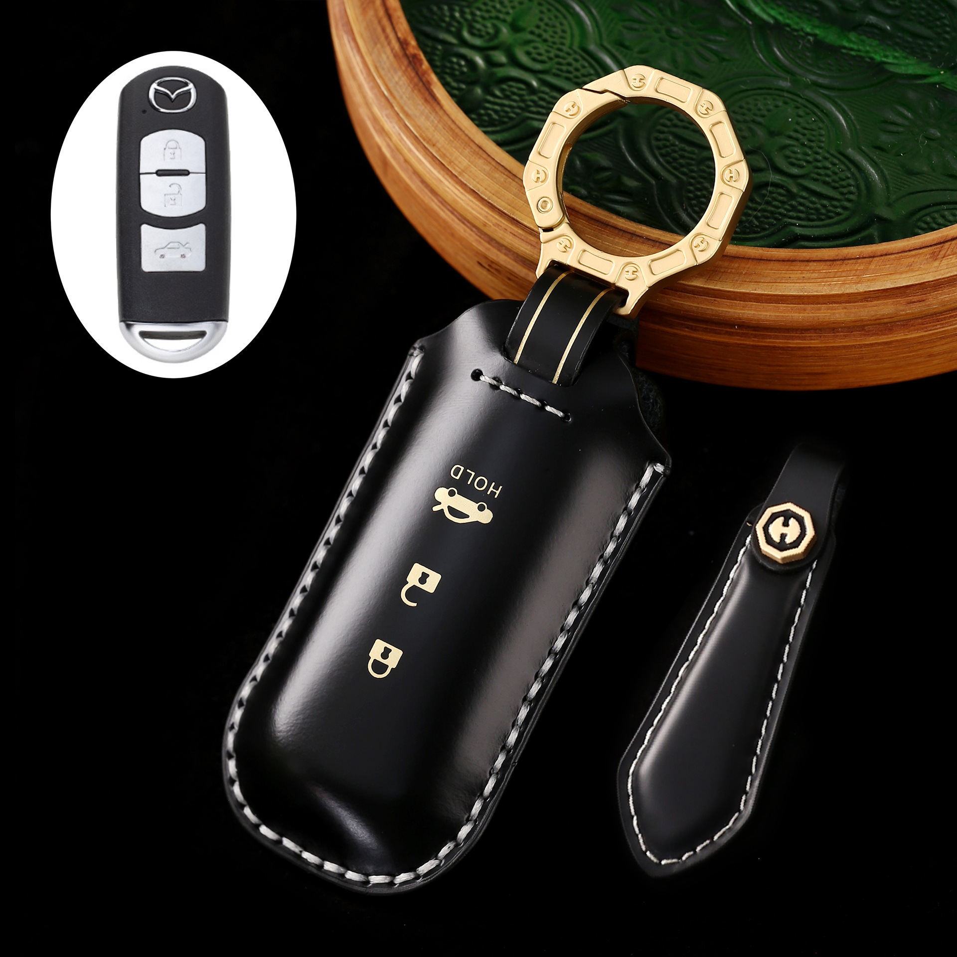 Key Fob Cover For Mazda,Cordovan Leather