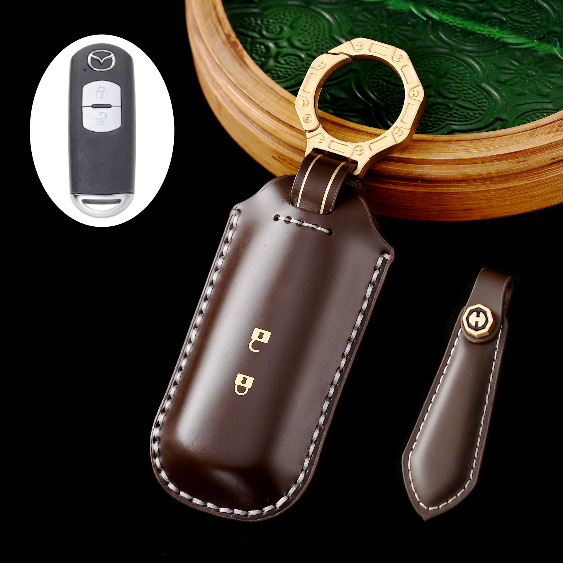 Key Fob Cover For Mazda,Cordovan Leather