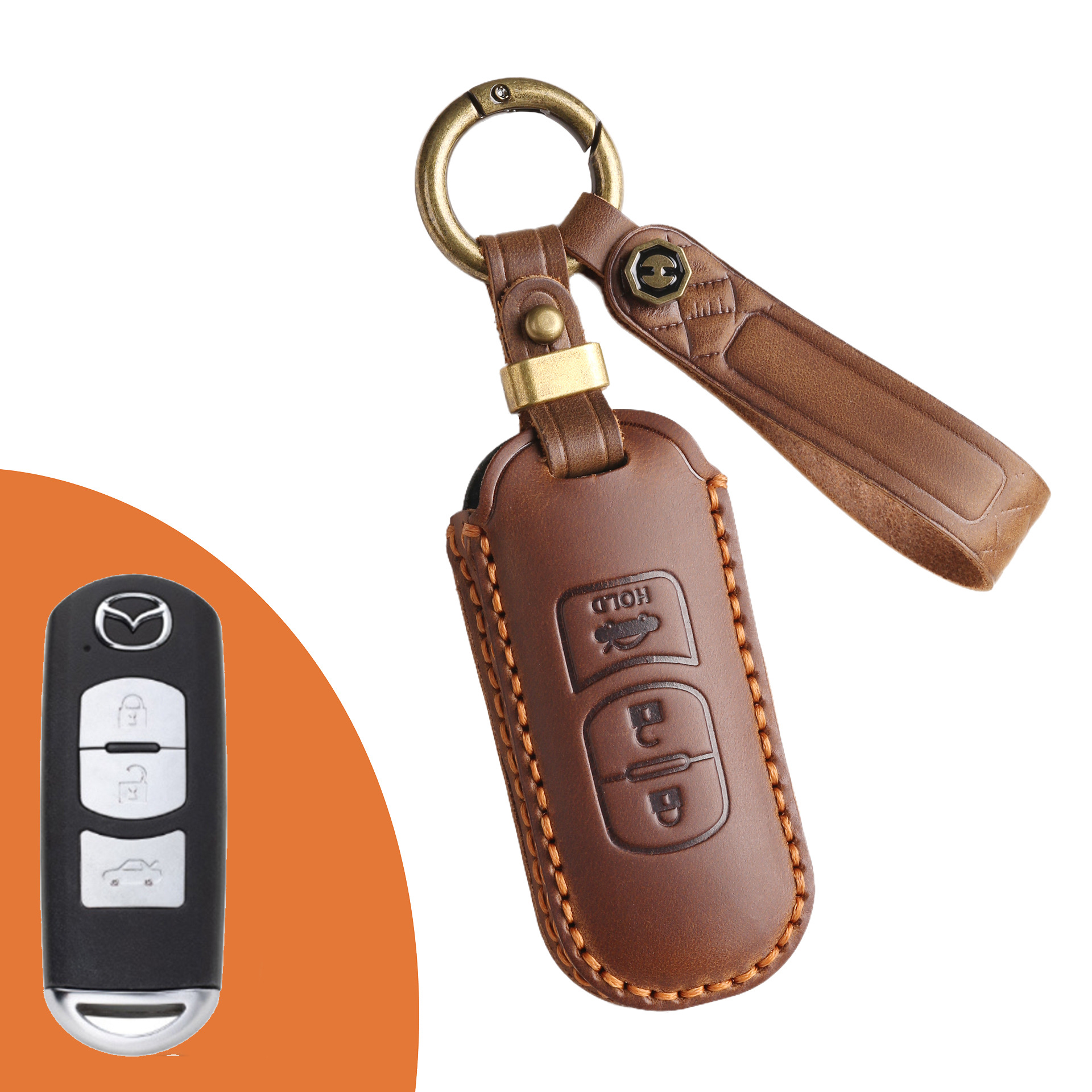 Key Fob Cover For Mazda,Crazy Horse Leather