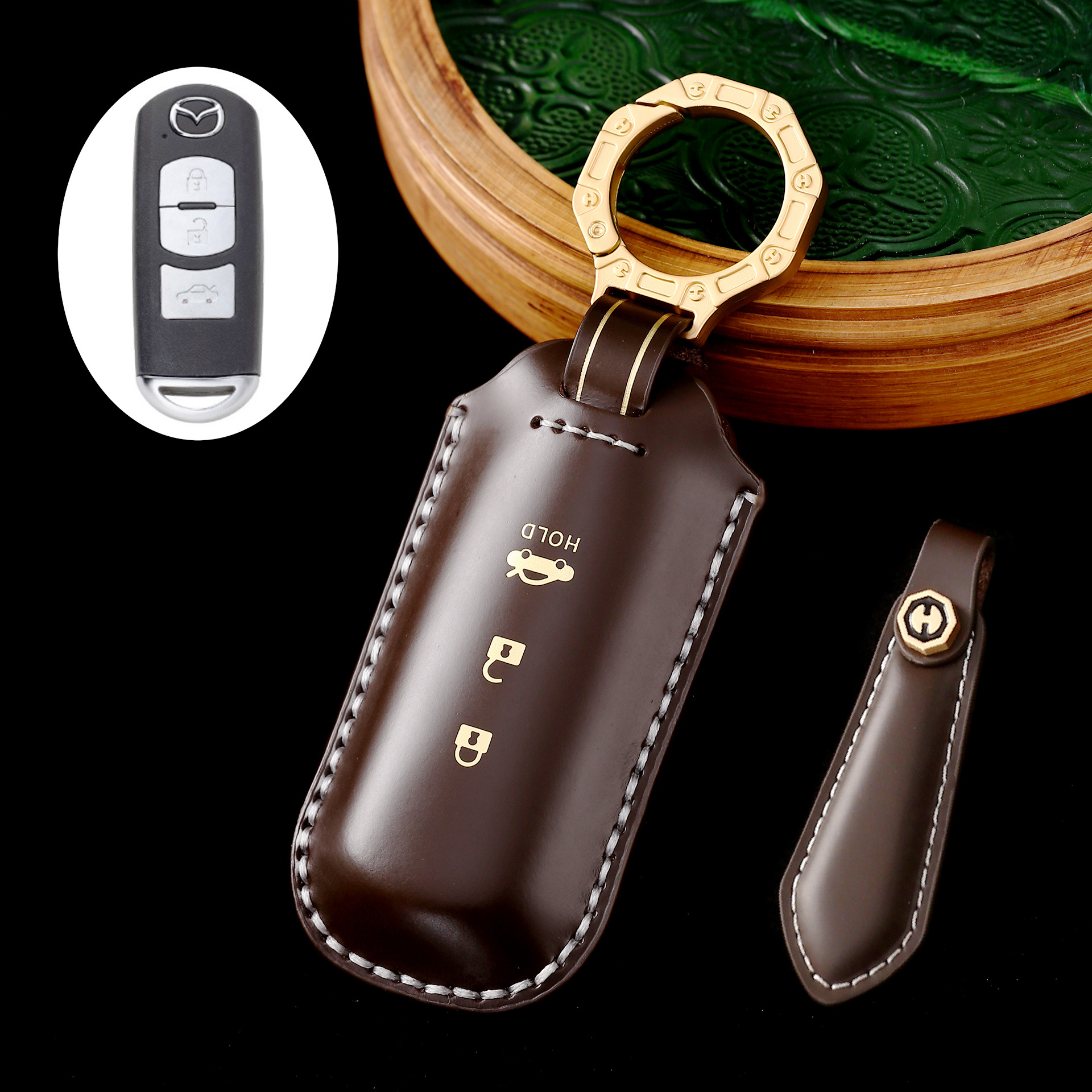 Key Fob Cover For Mazda,Cordovan Leather