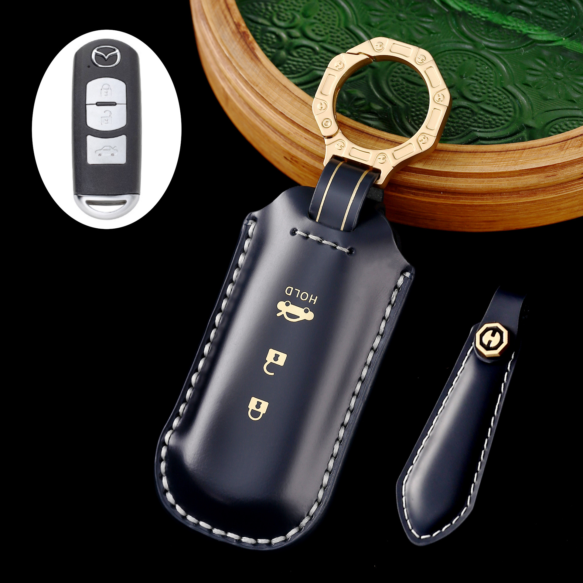 Key Fob Cover For Mazda,Cordovan Leather