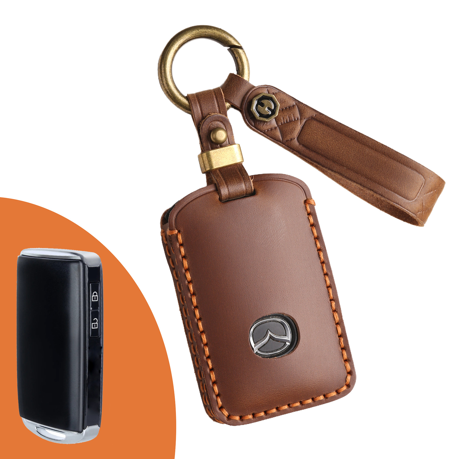 Key Fob Cover For Mazda 3,Crazy Horse Leather