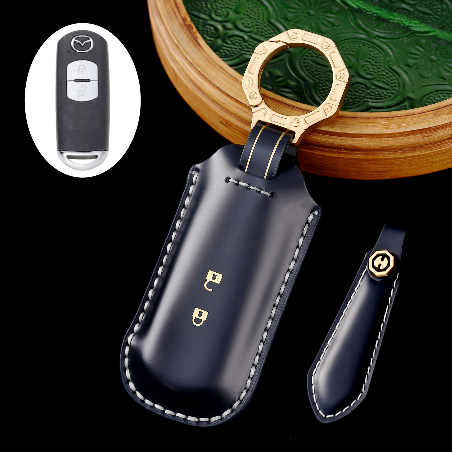 Key Fob Cover For Mazda,Cordovan Leather