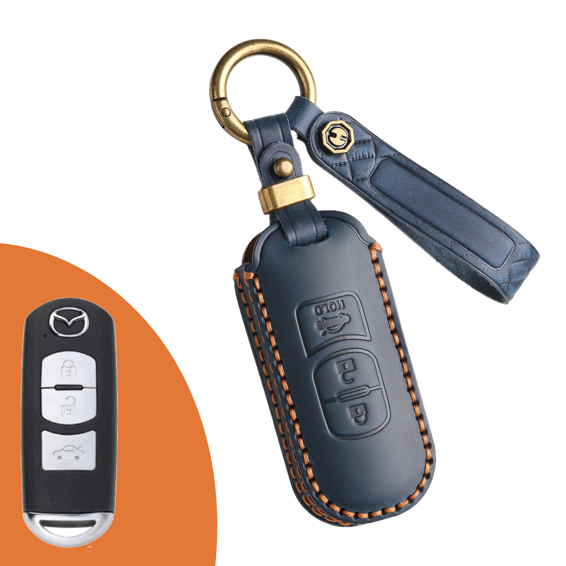 Key Fob Cover For Mazda,Crazy Horse Leather