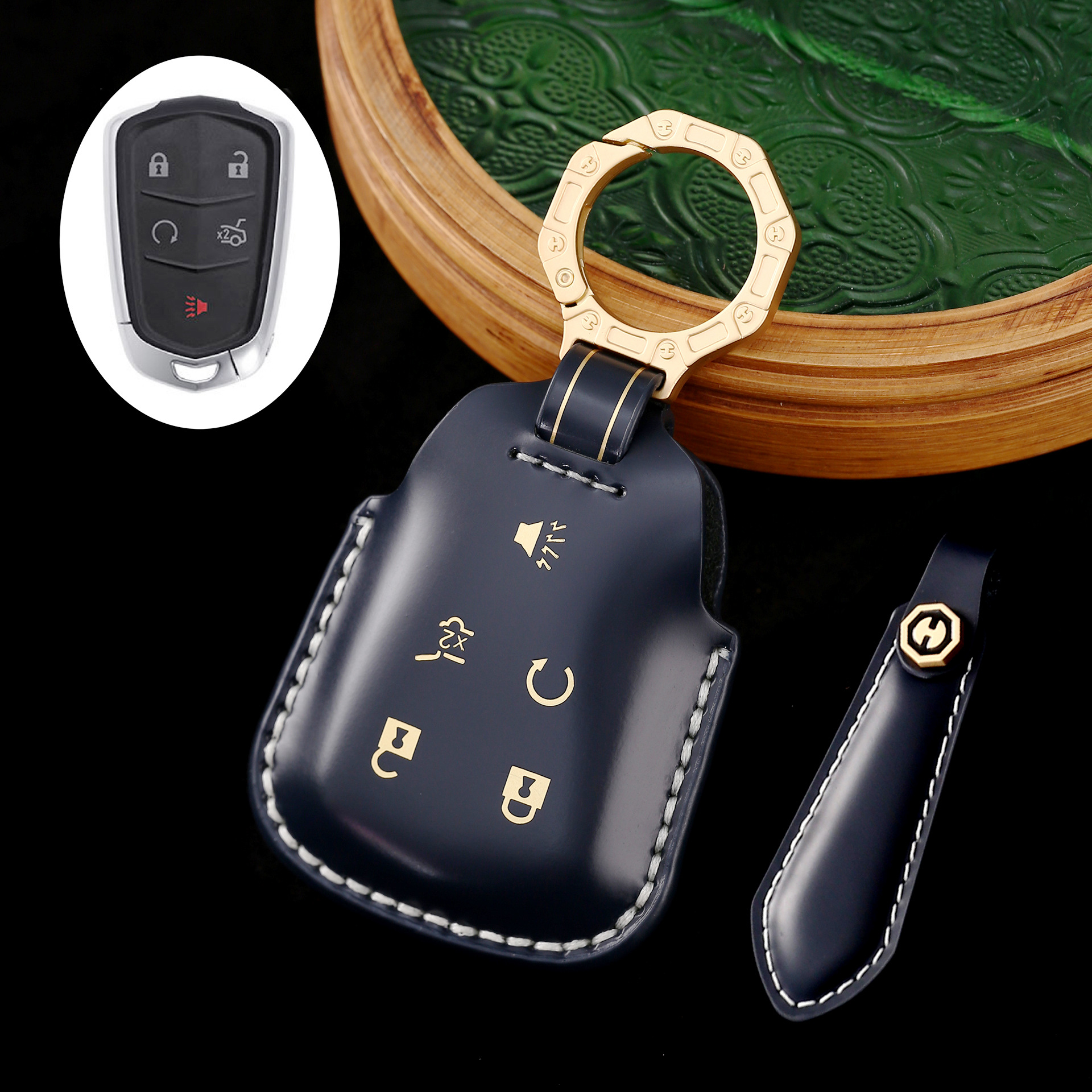 Key Fob Cover For Cadillac ATS,Cordovan Leather
