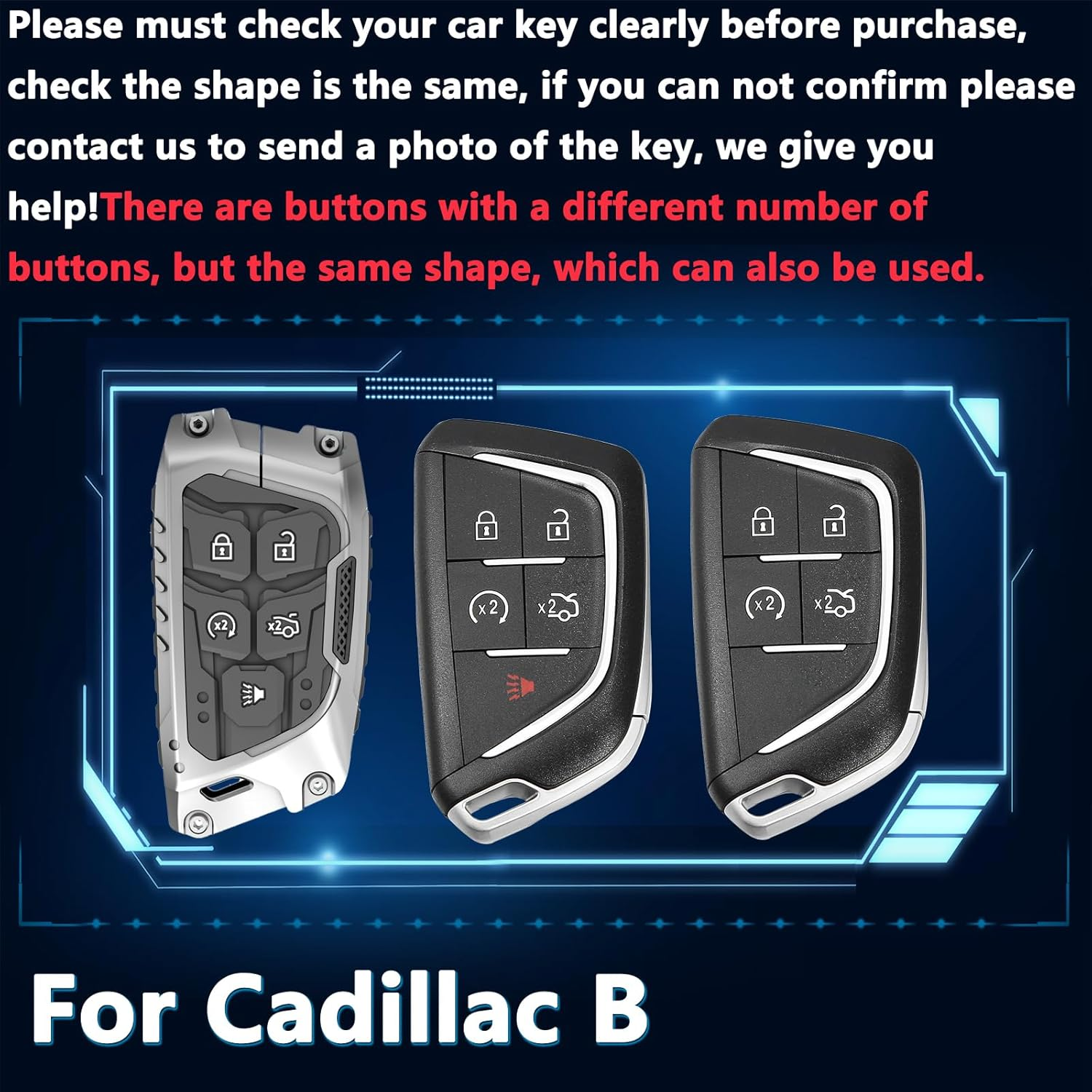 Key Fob Cover For Cadillac CT4,Metal-Mecha