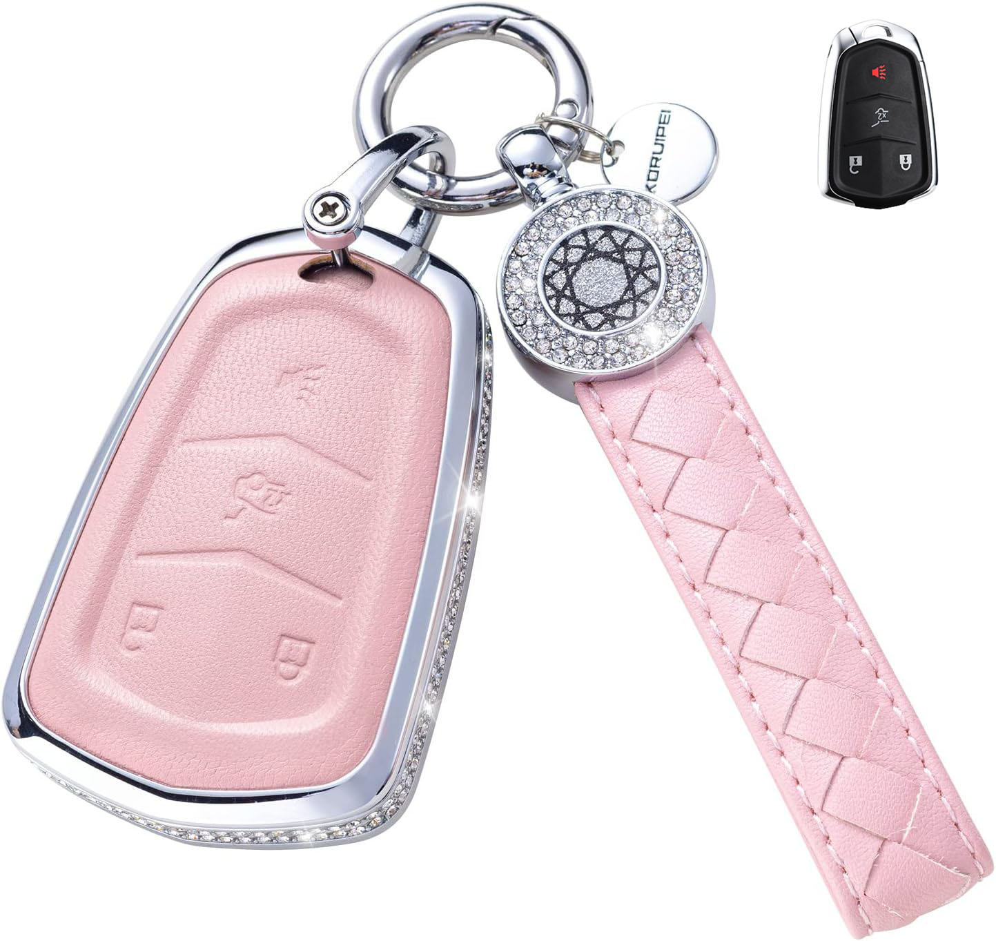 Key Fob Cover For Cadillac Metal-Diamond, Pink