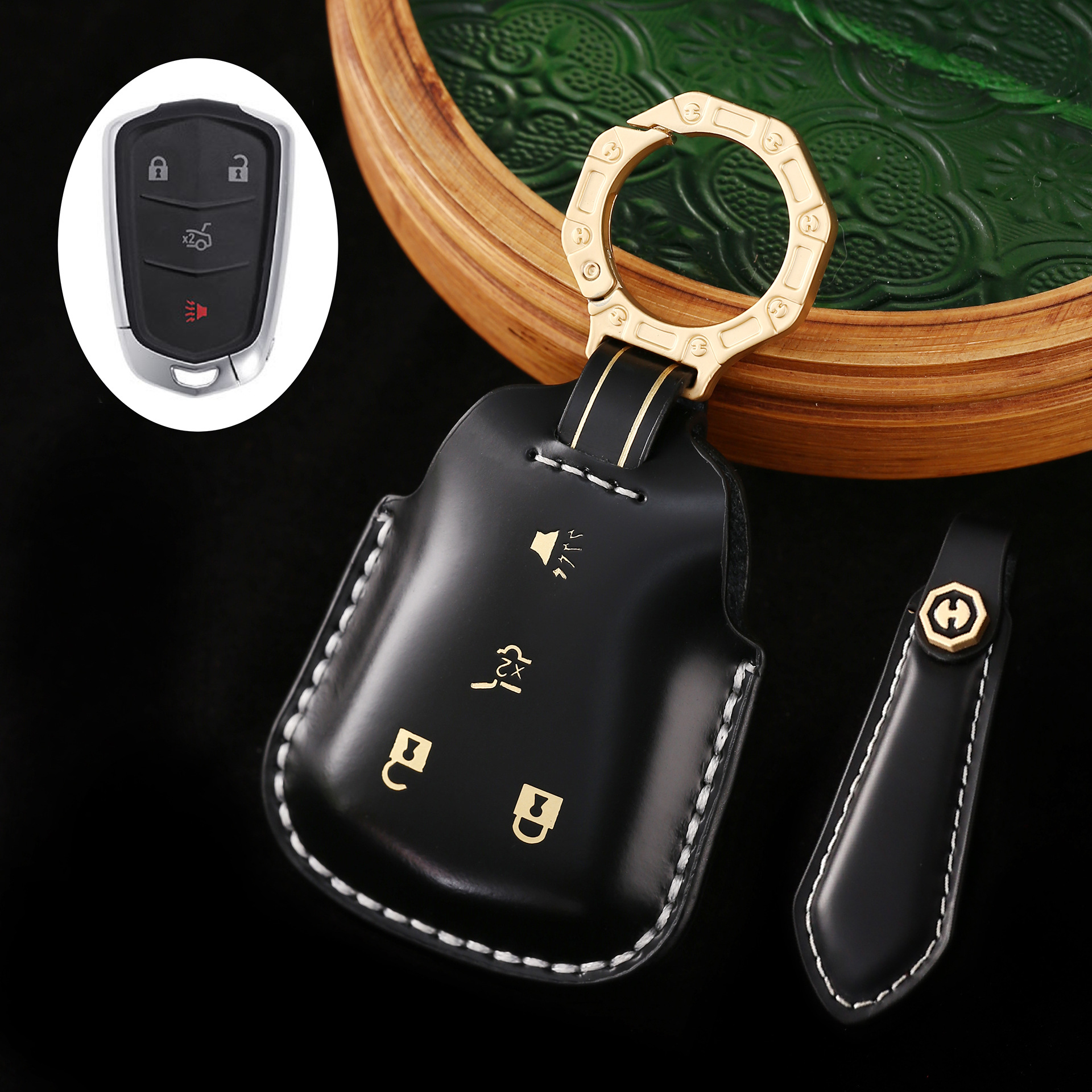 Key Fob Cover For Cadillac ATS,Cordovan Leather