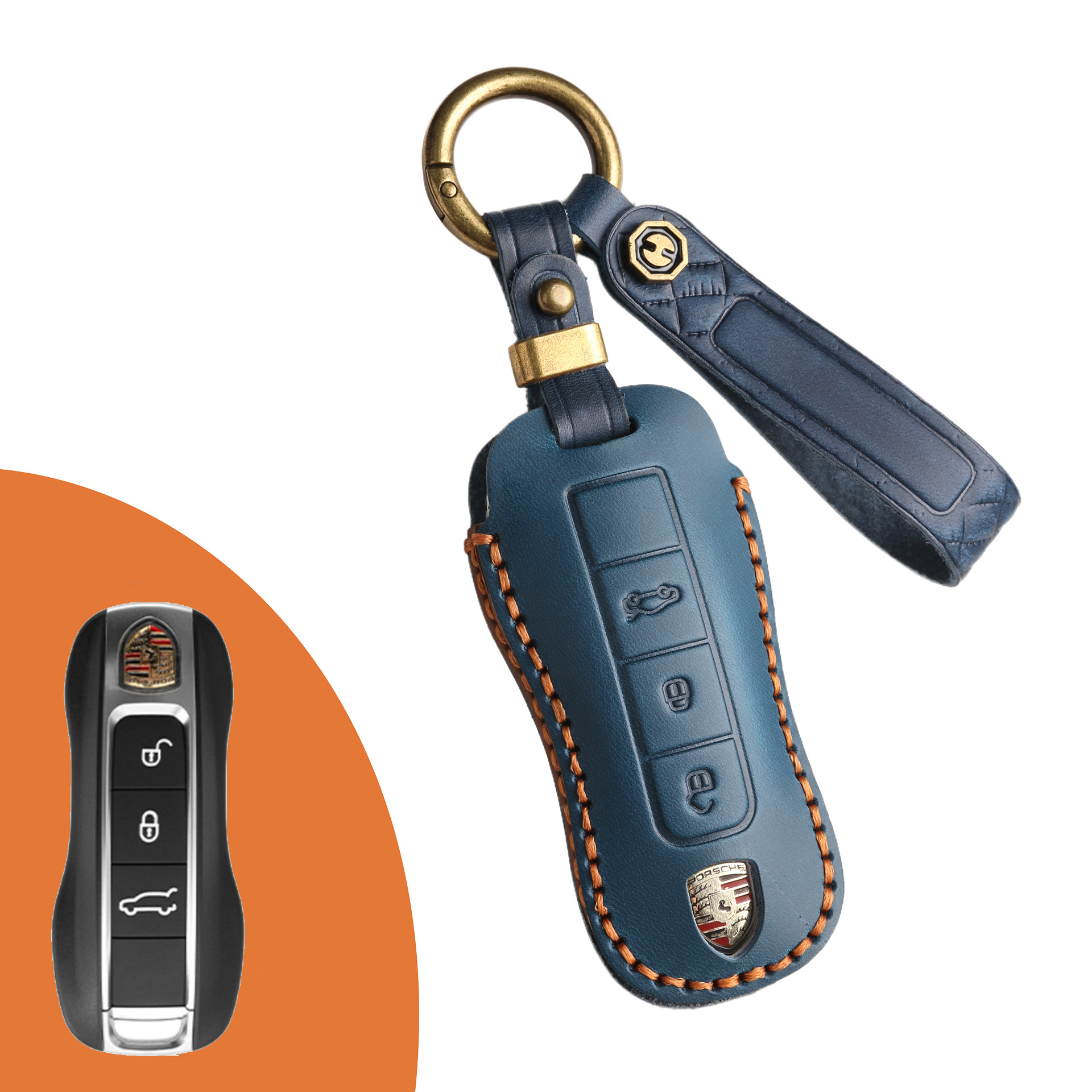 Key Fob Cover For Porsche,Crazy Horse Leather