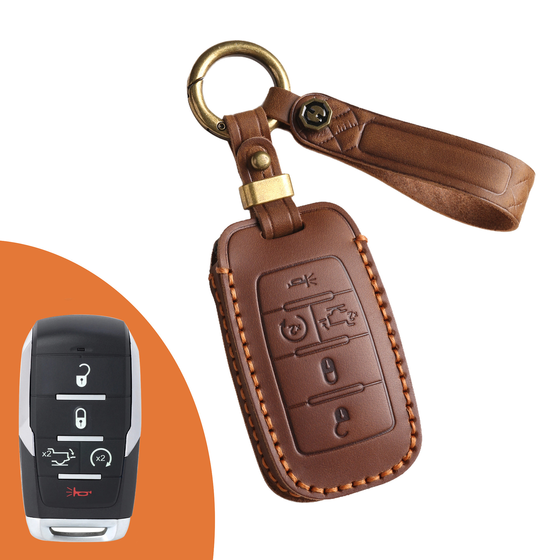 Key Fob Cover For Dodge,Crazy Horse Leather