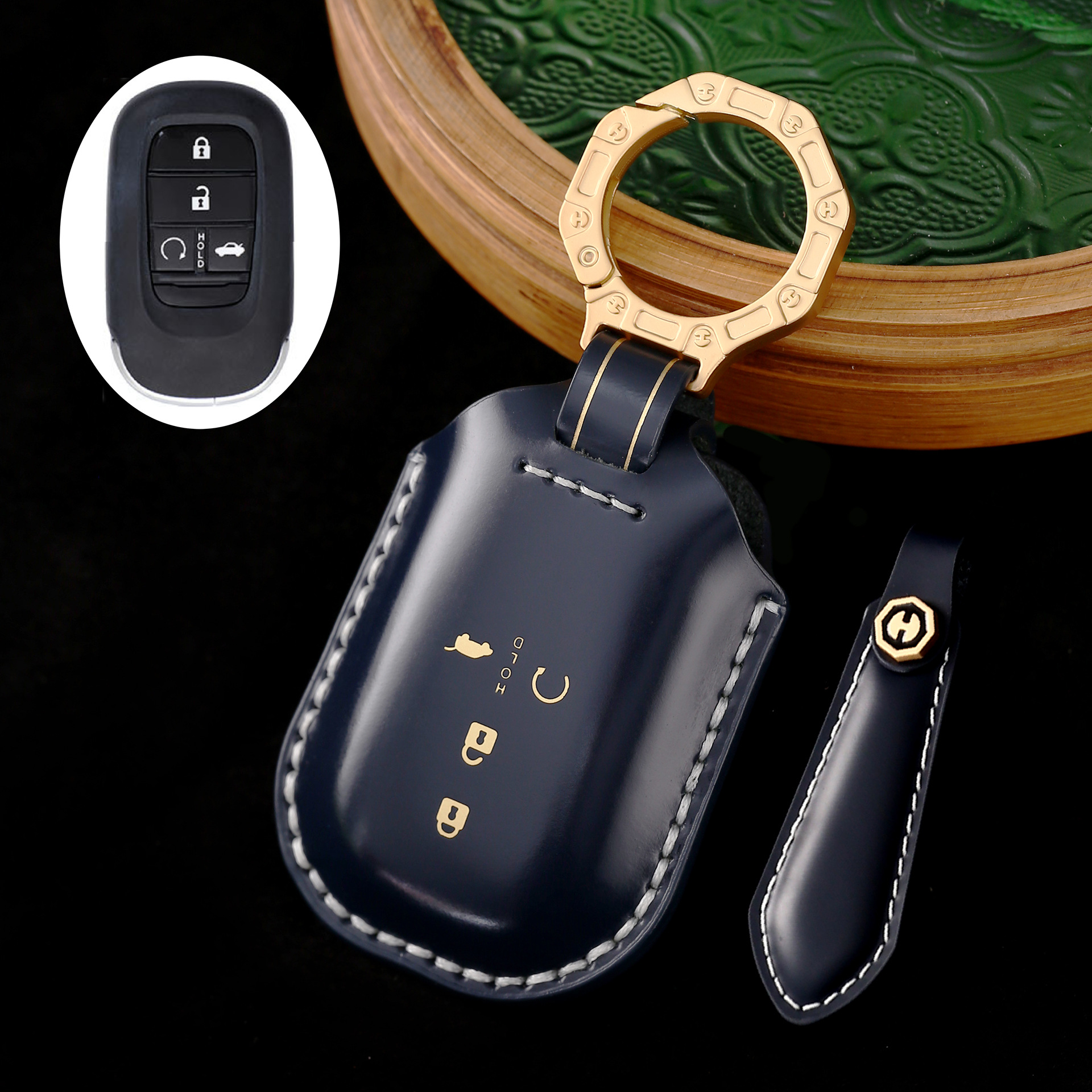 Key Fob Cover For Honda Fit,Cordovan Leather