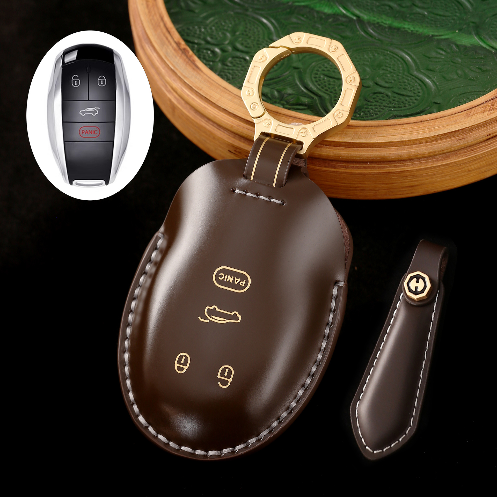 Key Fob Cover For Bentley Continental,Cordovan Leather