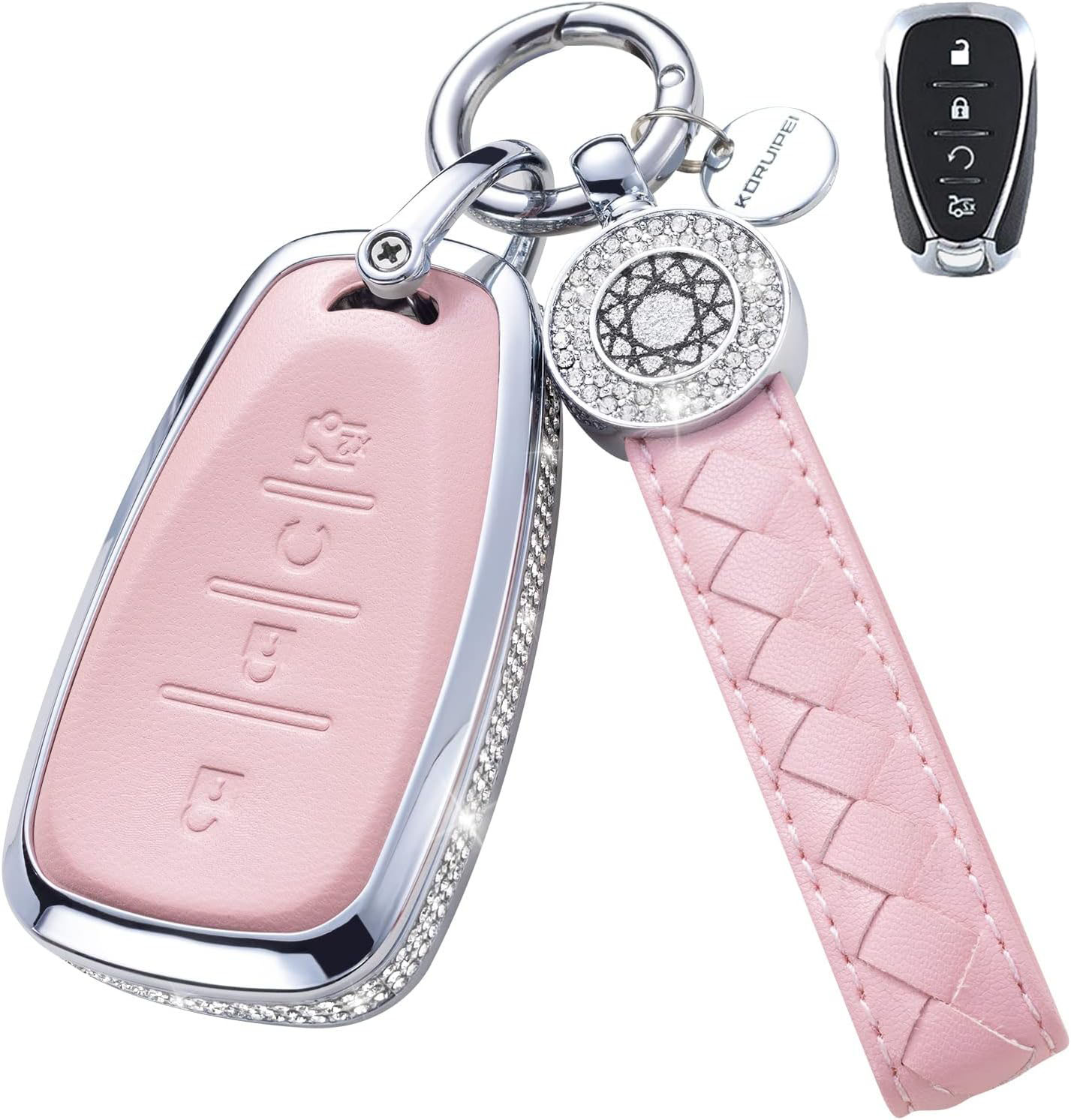 Key Fob Cover For Chevrolet Metal-Diamond, Pink